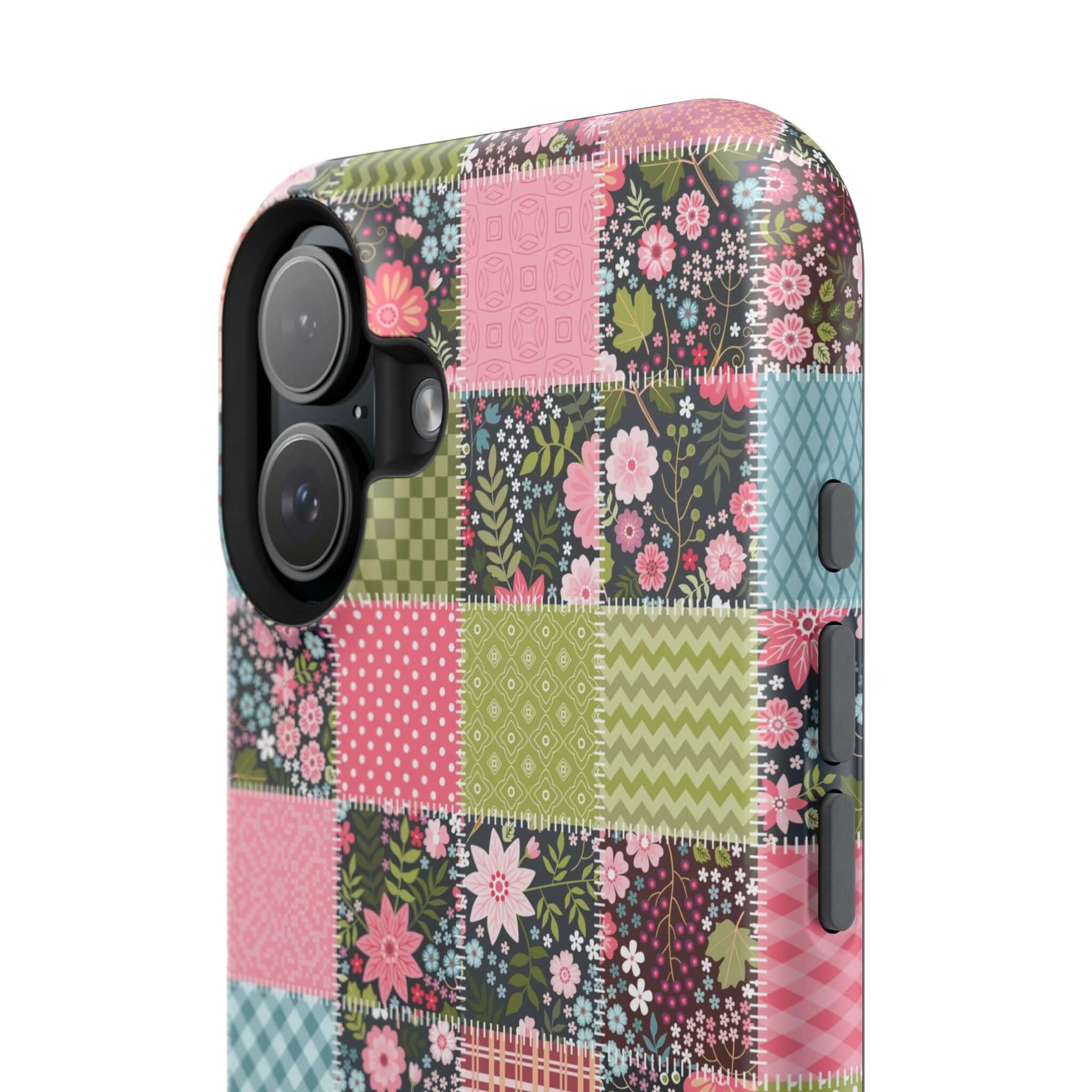 Floral Patchwork MagSafe iPhone Case with vibrant wildflower design, perfect for a cute and free-spirited phone cover.