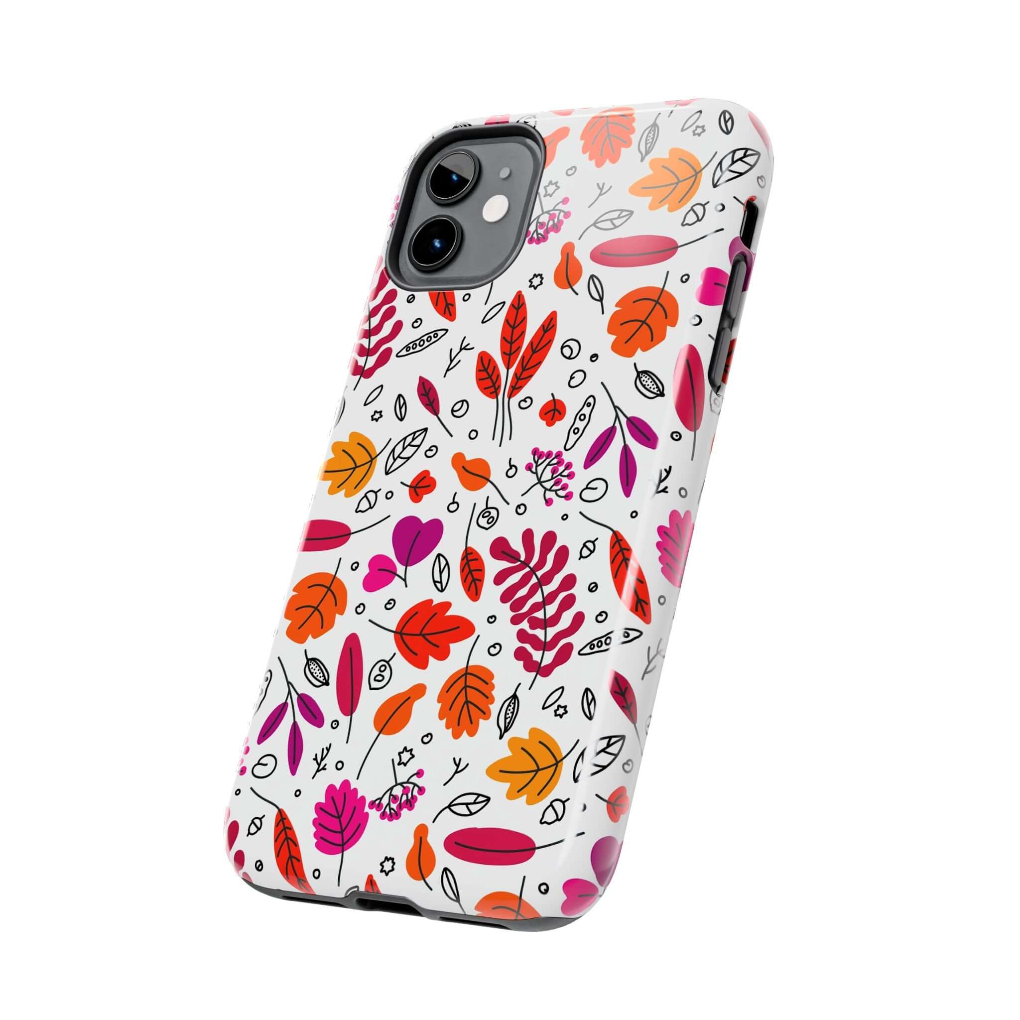 Fall in Love fall leaves iPhone case for autumn, perfect Halloween phone case with cute and colorful leaf design.