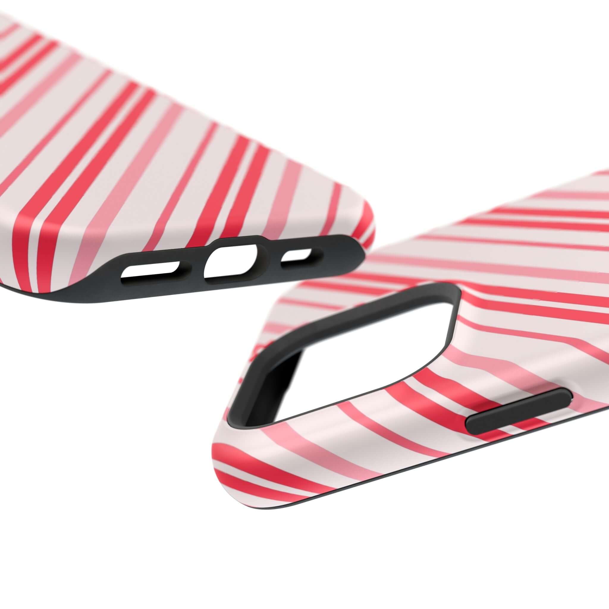 Candy Cane Cutie MagSafe case with festive red and white stripes, perfect Christmas or holiday phone cover for the Xmas season.