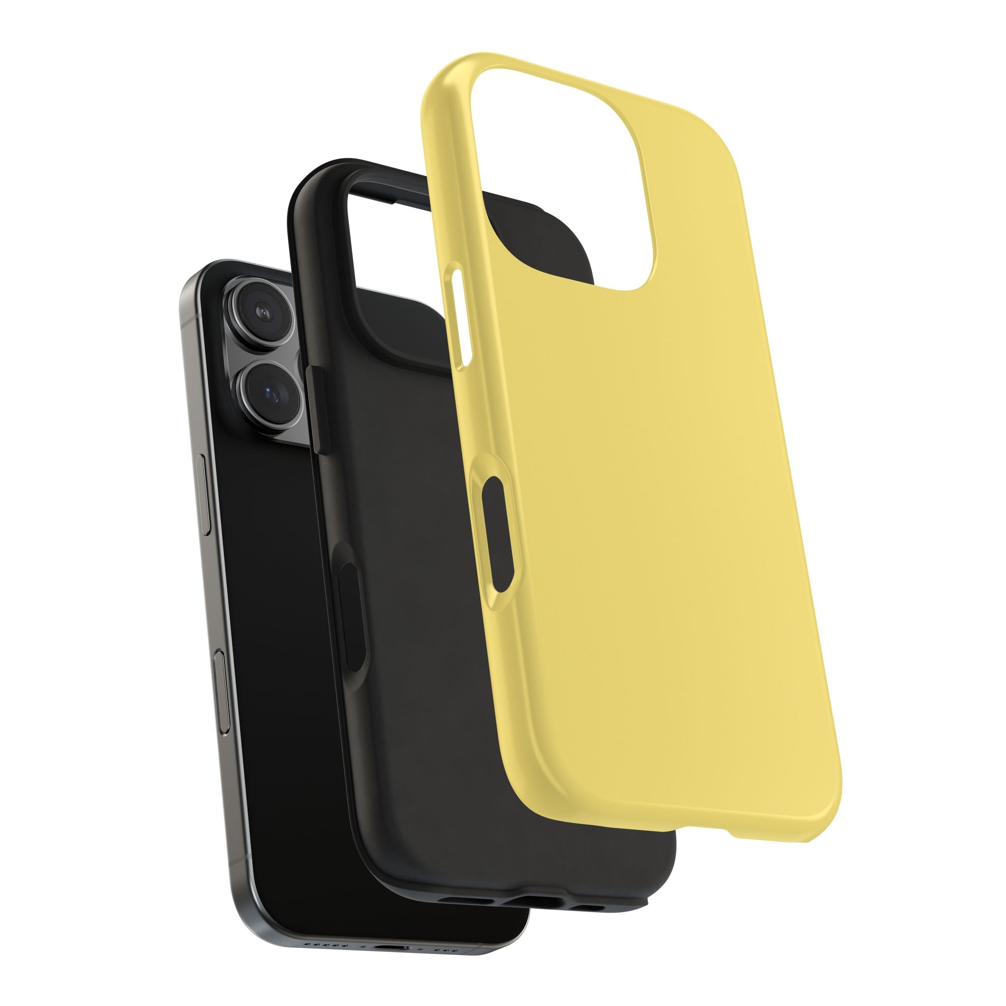 Solid yellow iPhone case named Lemon Drop, showcasing its cute and playful design for a colorful phone accessory.