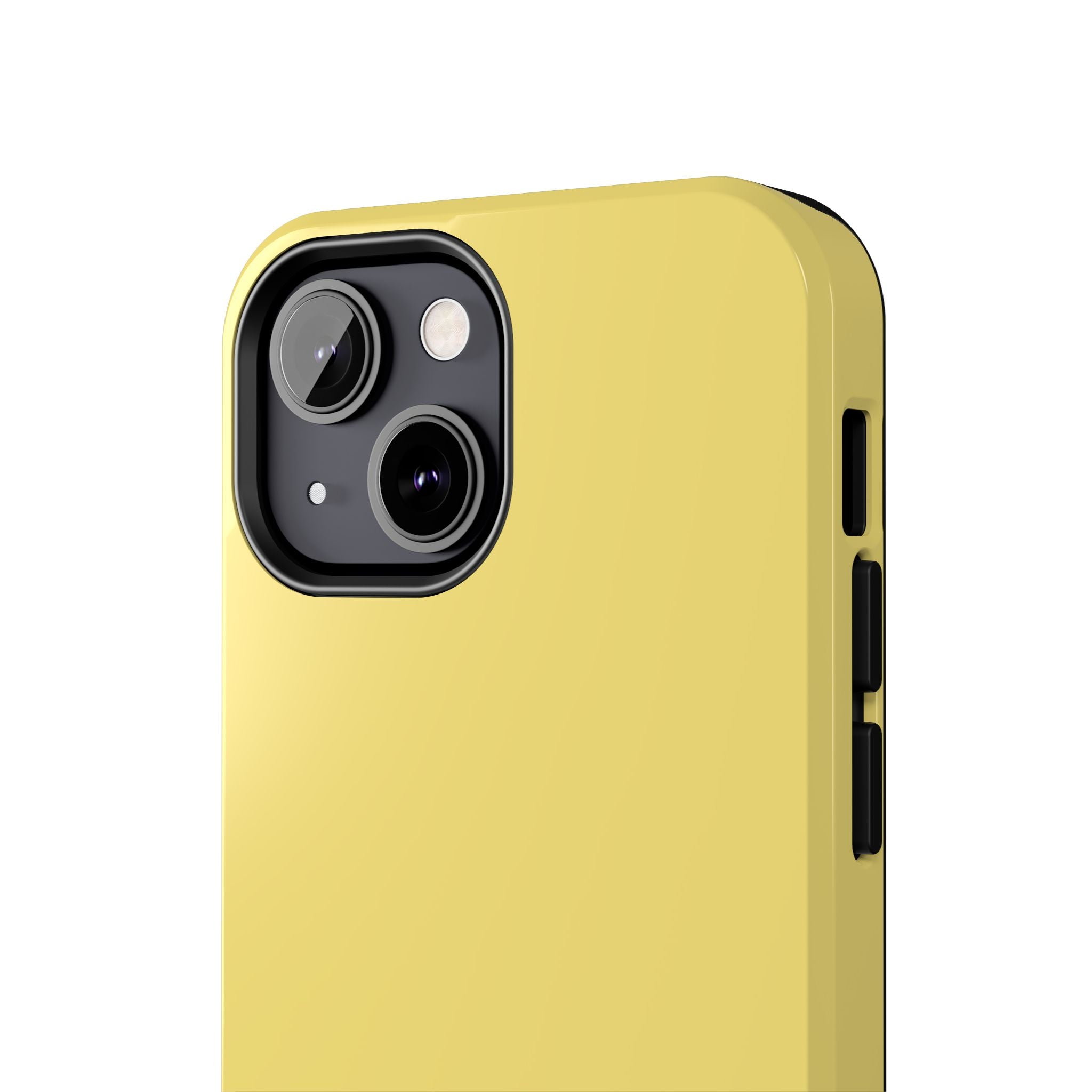 Solid yellow iPhone case in Lemon Drop style, perfect cute phone case for standout designs and color.