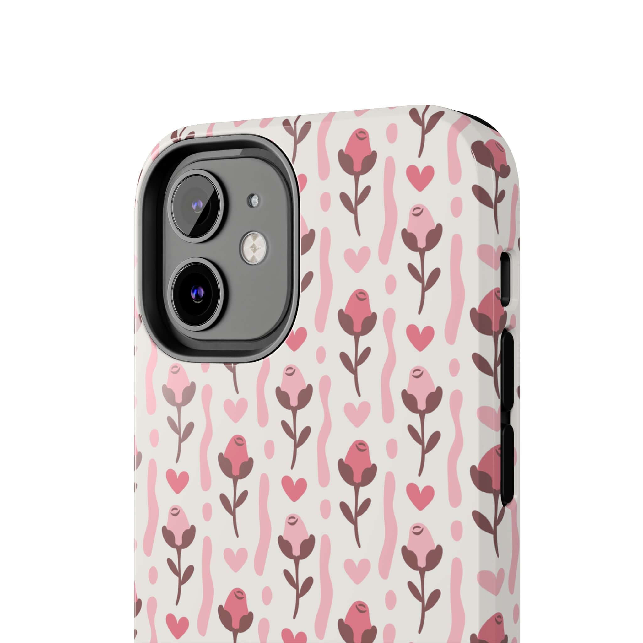 Cute iPhone case with red rose pattern and coquette design, custom phone cover, free shipping, perfect for adding whimsy and charm