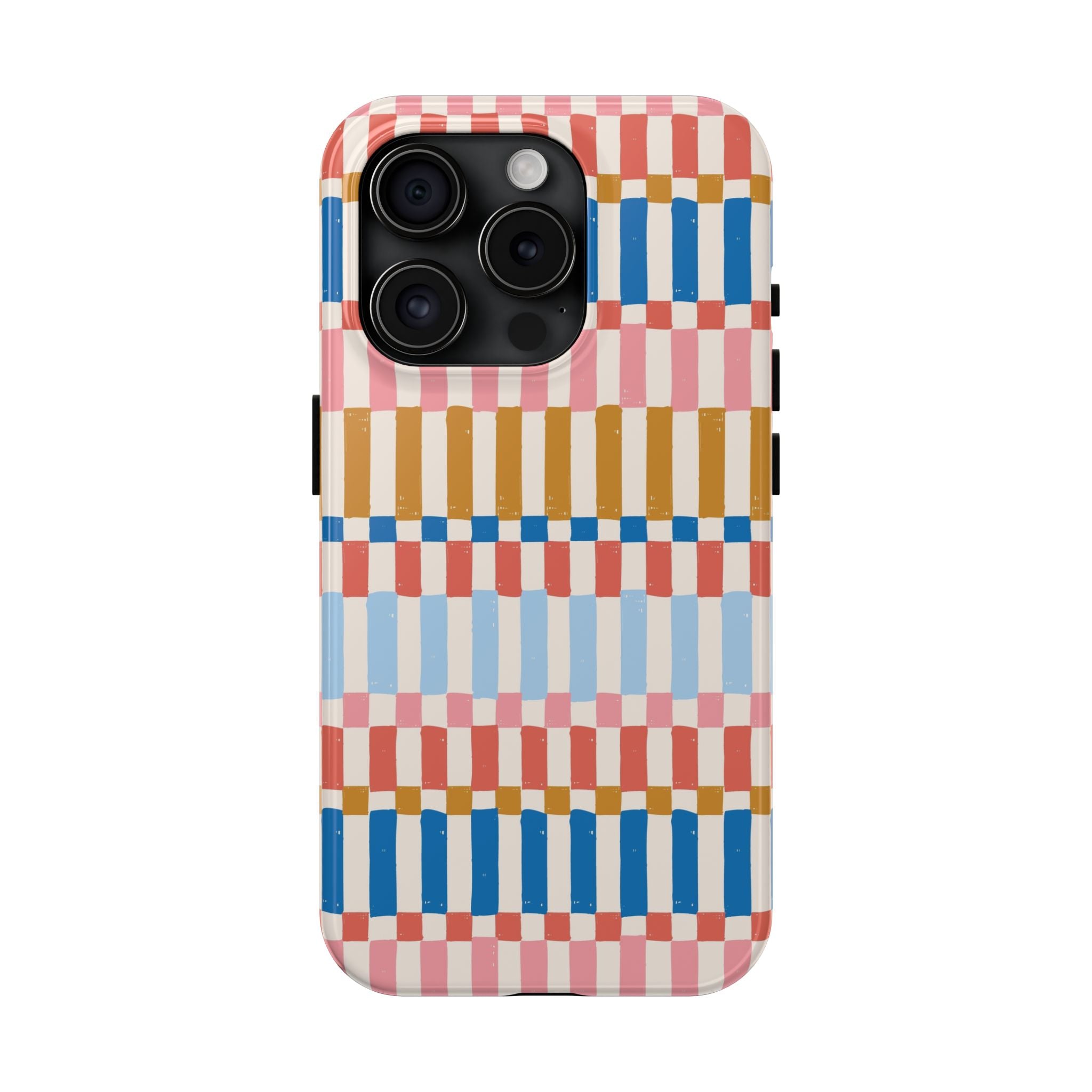 Vintage Colorwave Stripes iPhone Case with vibrant colorful design. Cute and stylish phone cover for iPhone.