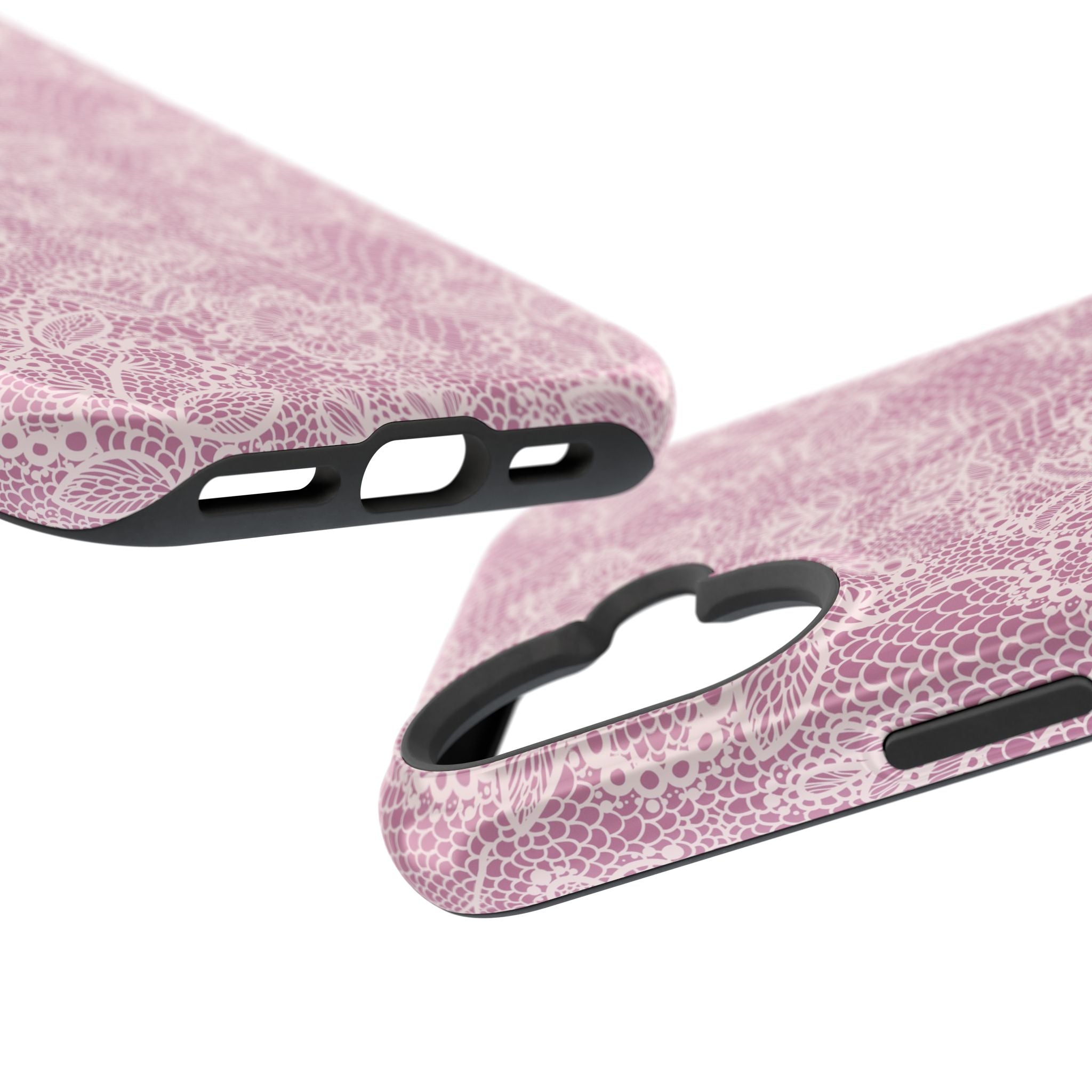 Pink Lace MagSafe iPhone Case with charming floral design, offering cute and protective phone cover for country style.