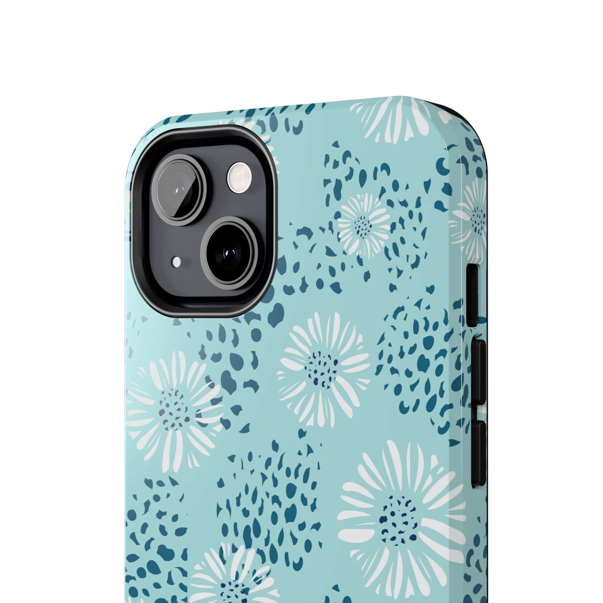 Coastal Aesthetics Floral Beach Case, teal design with flowers, compatible with iPhone 14 Pro Max and Samsung S23, colorful and cute phone case