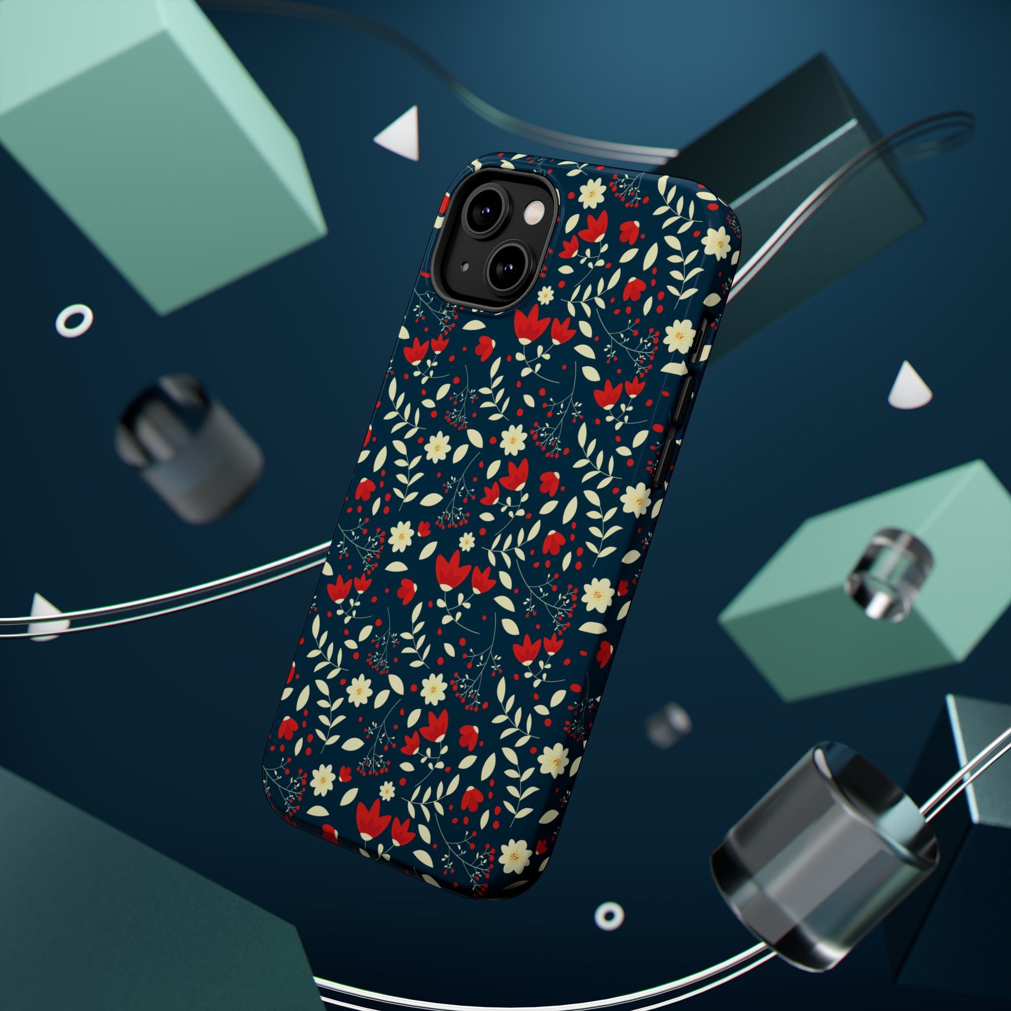 Scarlet Bloom | Green Flower Case