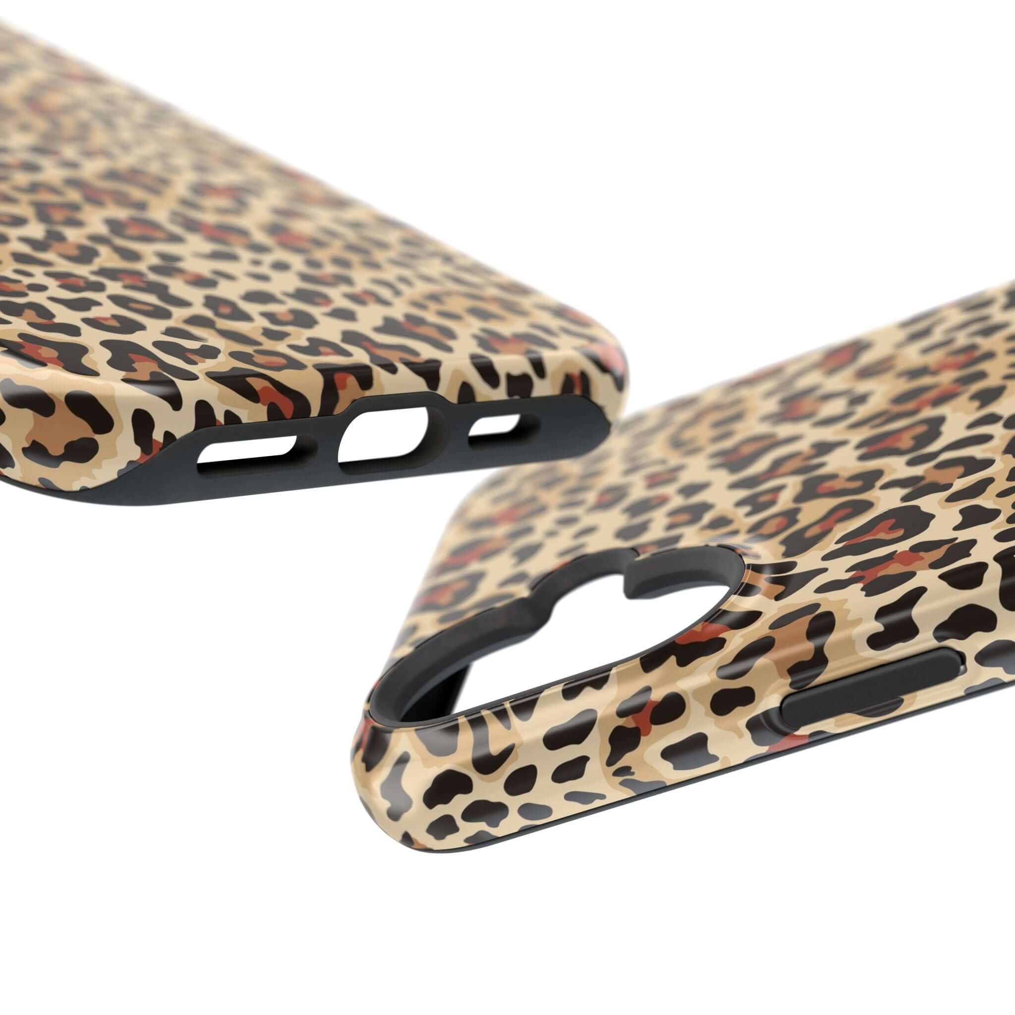 Leopard print MagSafe iPhone case with colorful, abstract design, offering cute and stylish protection for your phone.