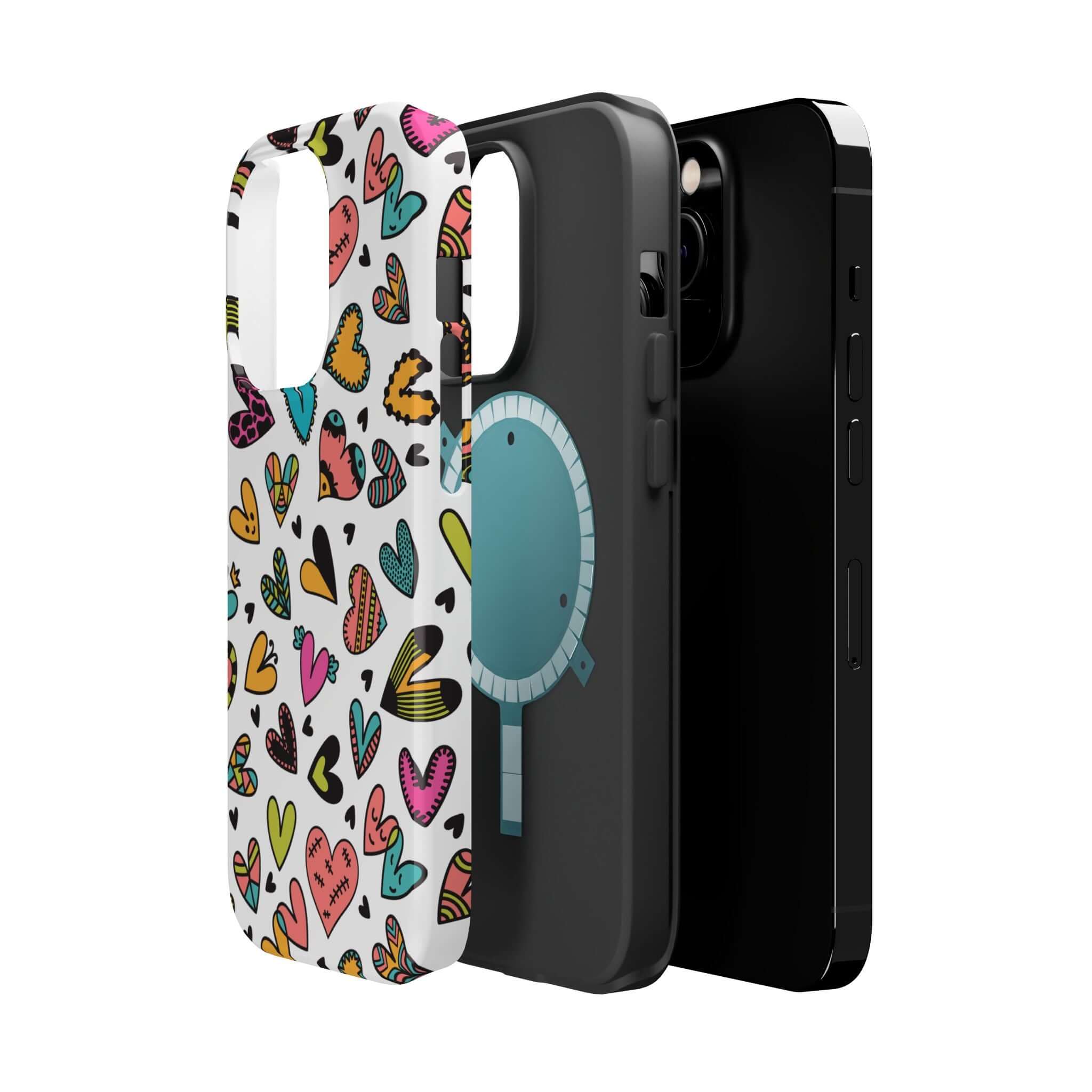 Cute and colorful Kaleidoscope of Hearts iPhone case with free shipping featuring a vibrant hearts design for a stylish phone protection.