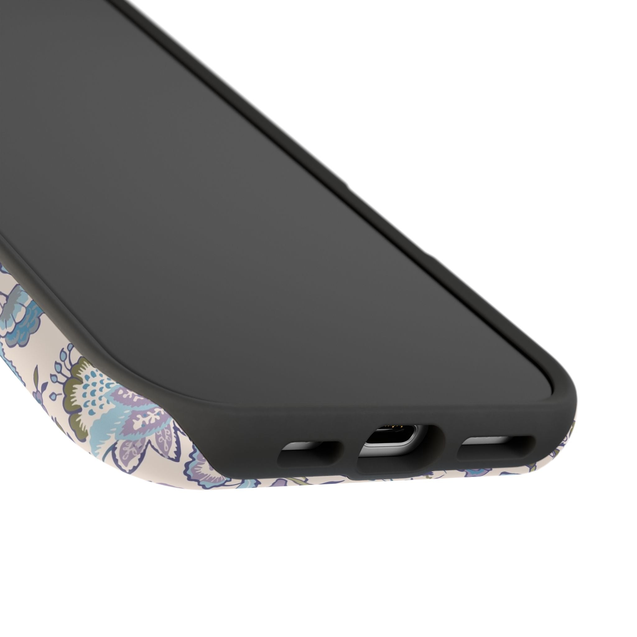 Blue CottageCore MagSafe iPhone case with floral design, perfect cute phone cover adding nature's charm to your tech.