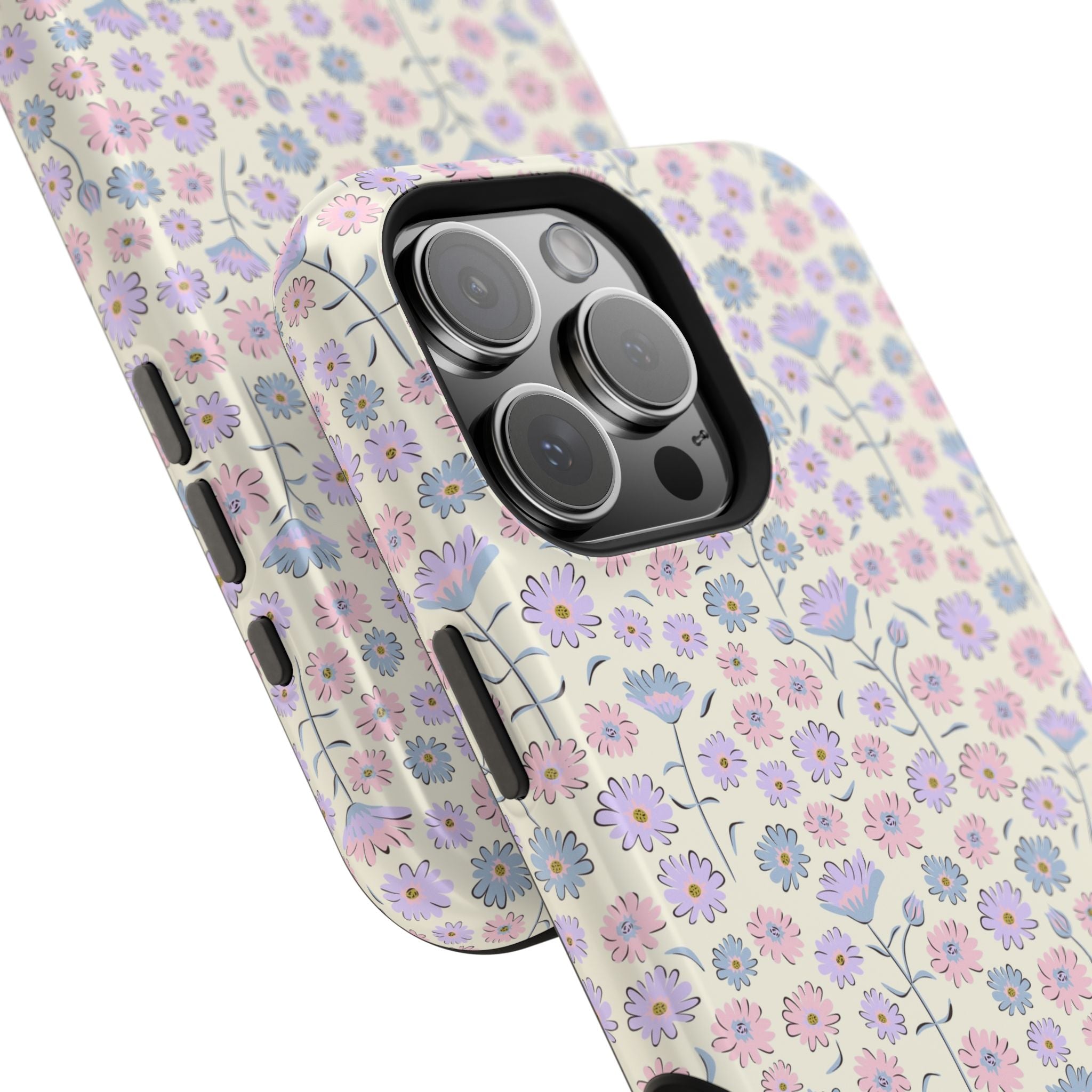 Pink Flower Cottagecore iPhone 16 Case with MagSafe – Cute Phone Cover Featuring Delicate Floral Design.