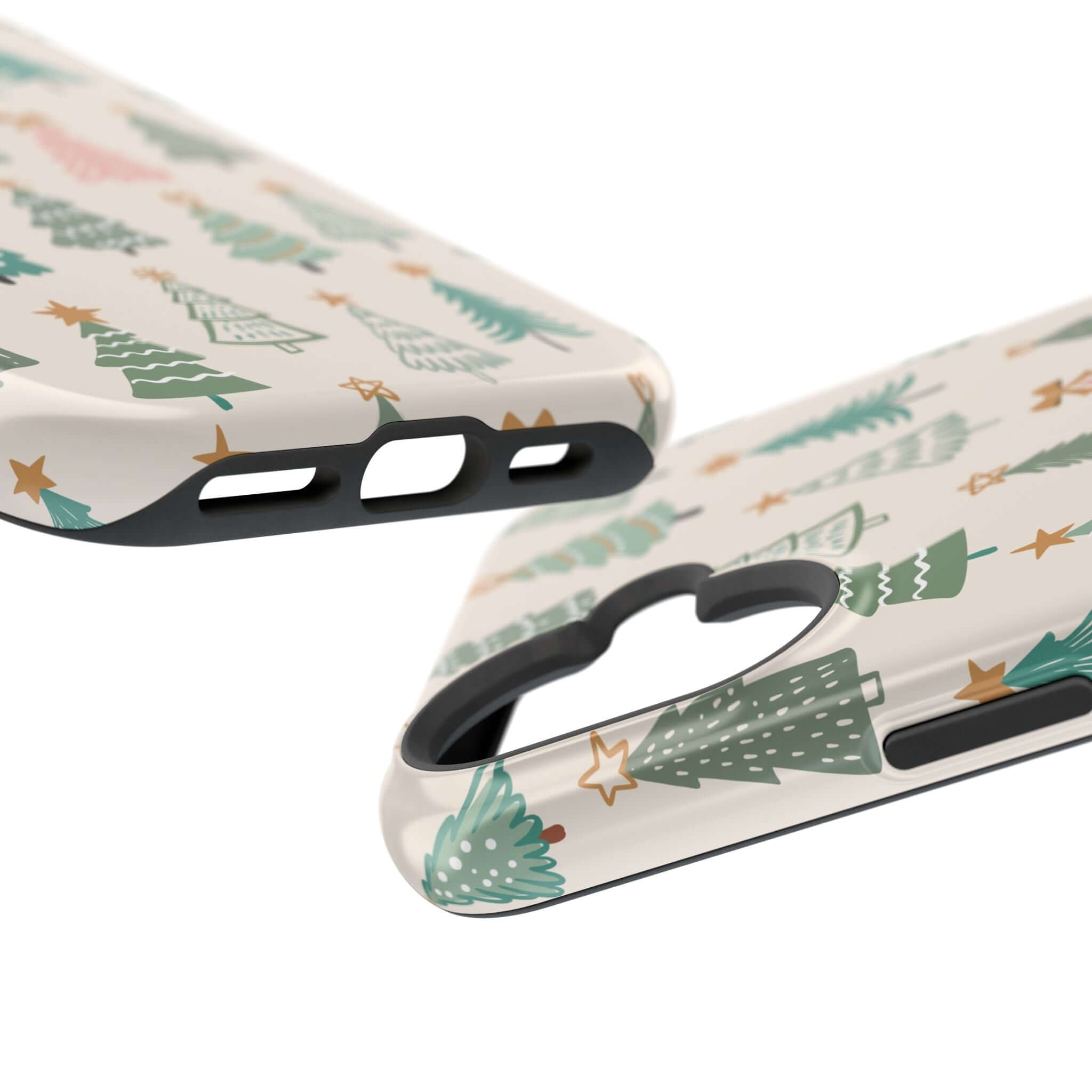 Christmas tree design on festive MagSafe case, perfect holiday phone cover with cute pattern. Great Xmas case for holiday spirit.