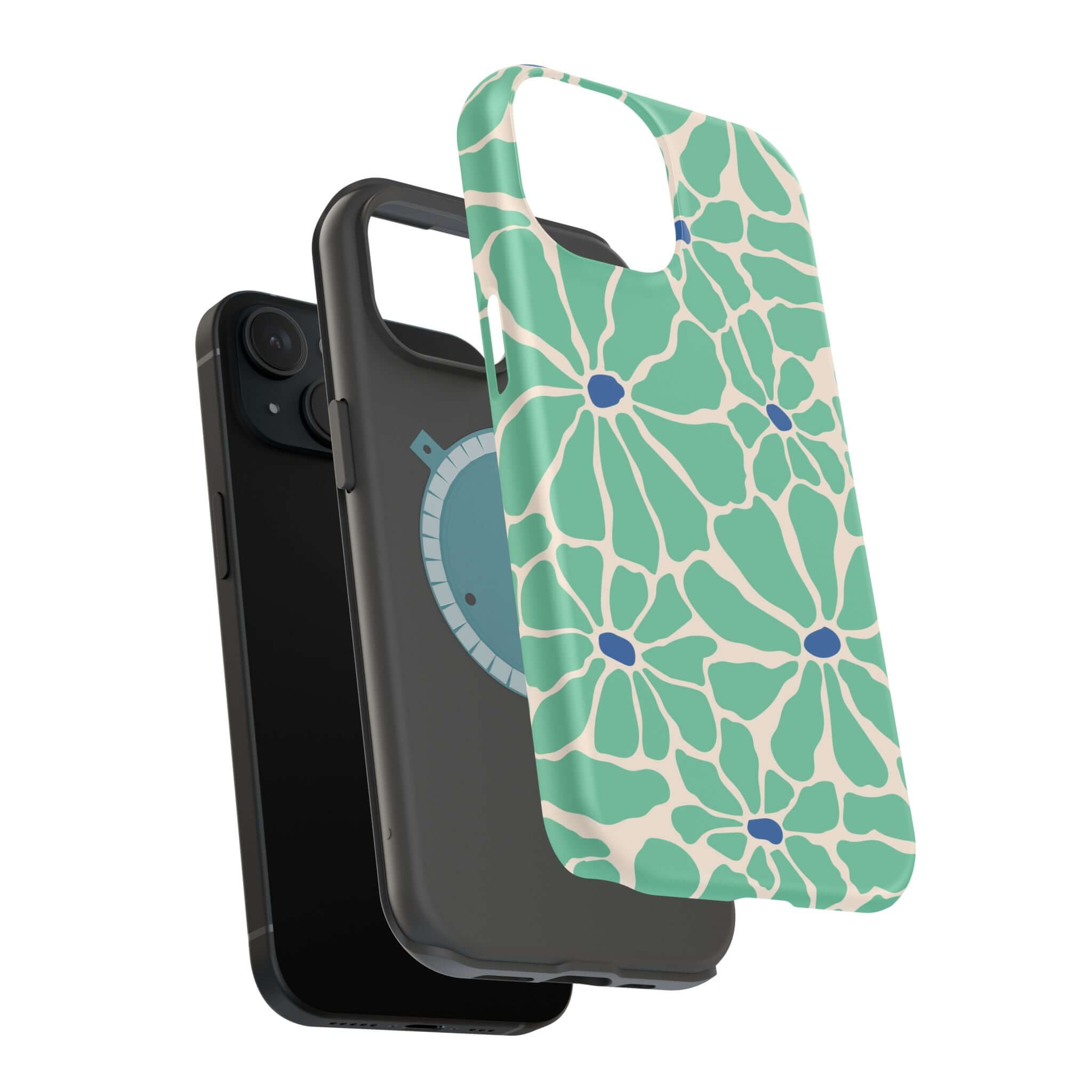 Cute Retro Floral Case for iPhone, showcasing tropical design and MagSafe compatibility. Perfect phone cover for stylish protection!