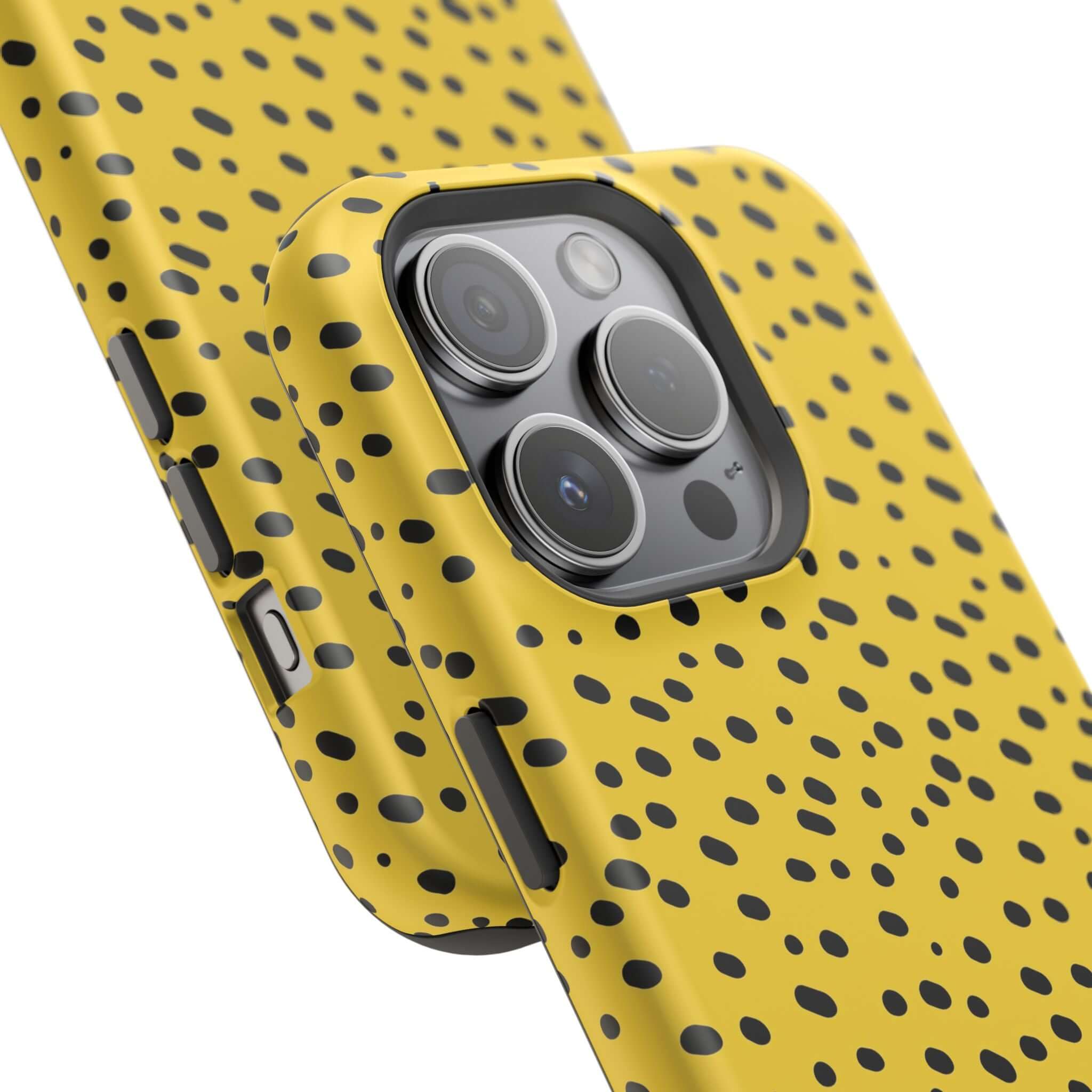 Yellow Cheetah MagSafe Case for iPhone with Bold Spots, Cute and Colorful Protective Phone Case, Abstract Design