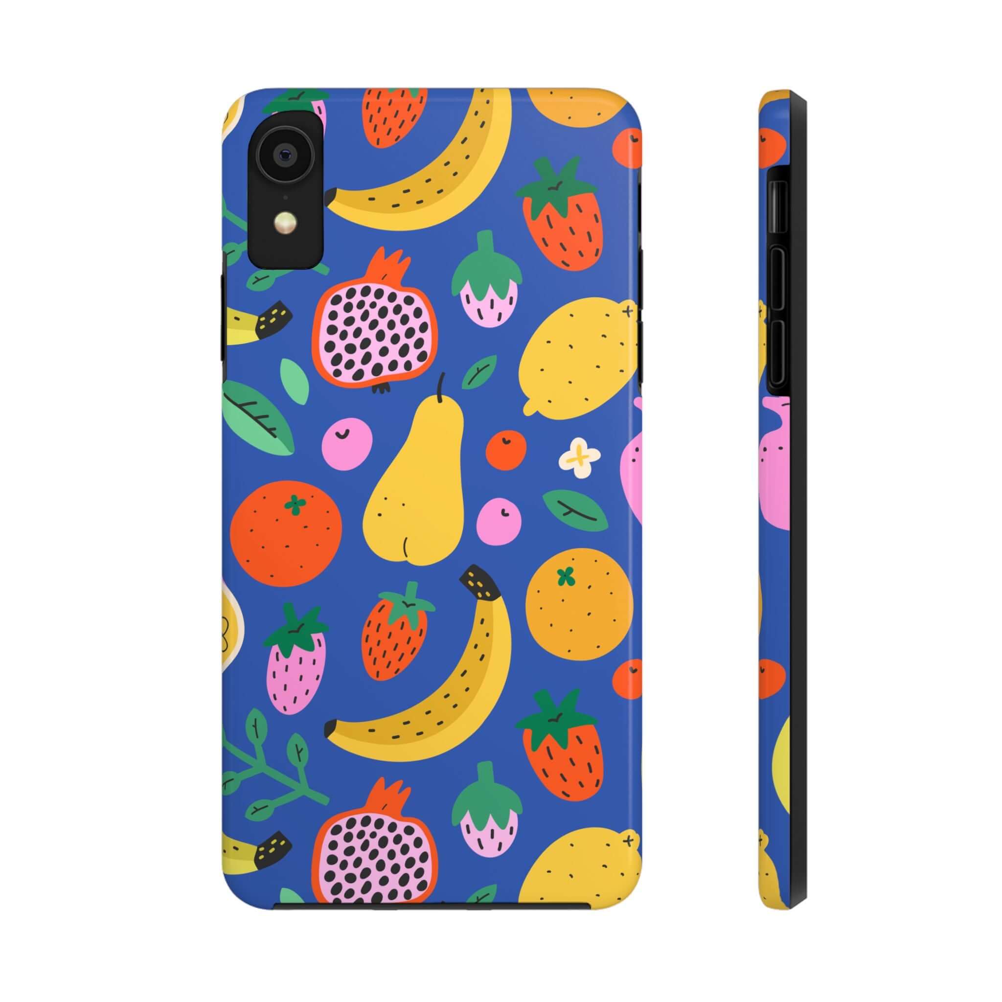 Cute phone cover featuring a colorful beachy fruit design, perfect for Apple iPhone. Ideal for summer vibes and protection.