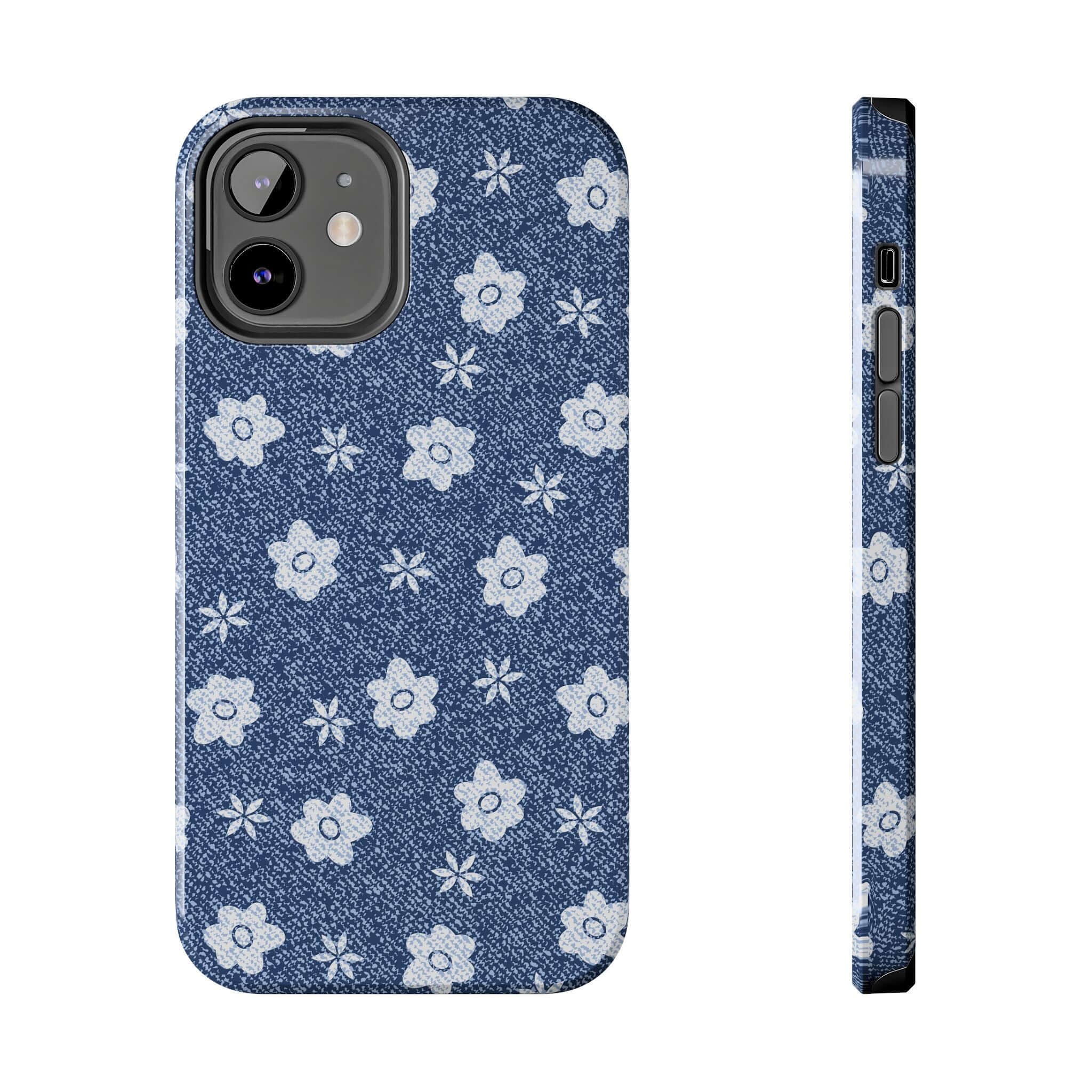 Thrifting Haul Daisies Denim Case for iPhone 14 Pro Max - Cute Protective Phone Case with Floral Pattern