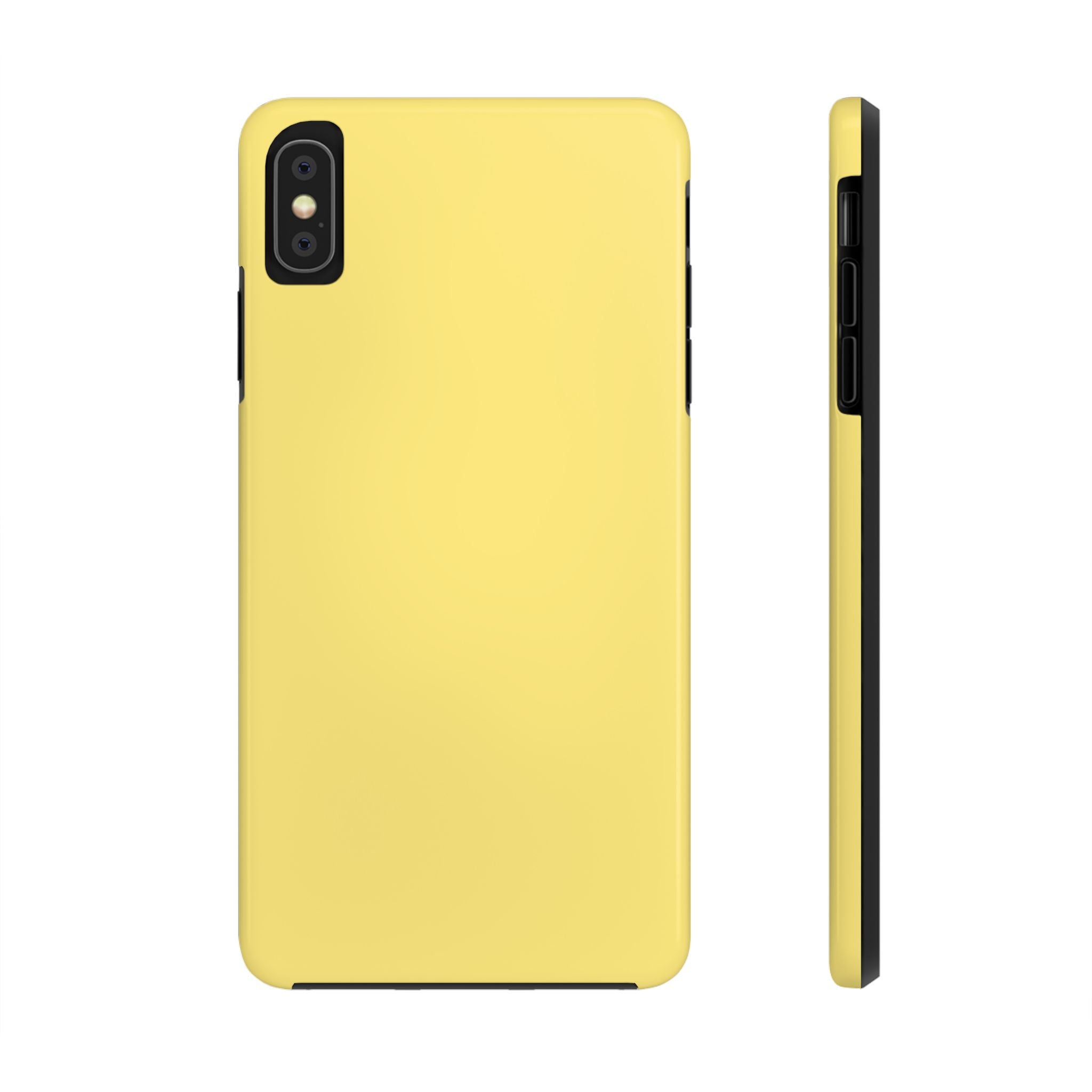 Lemon Drop solid yellow cute phone case for iPhone, showcases playful and functional design.