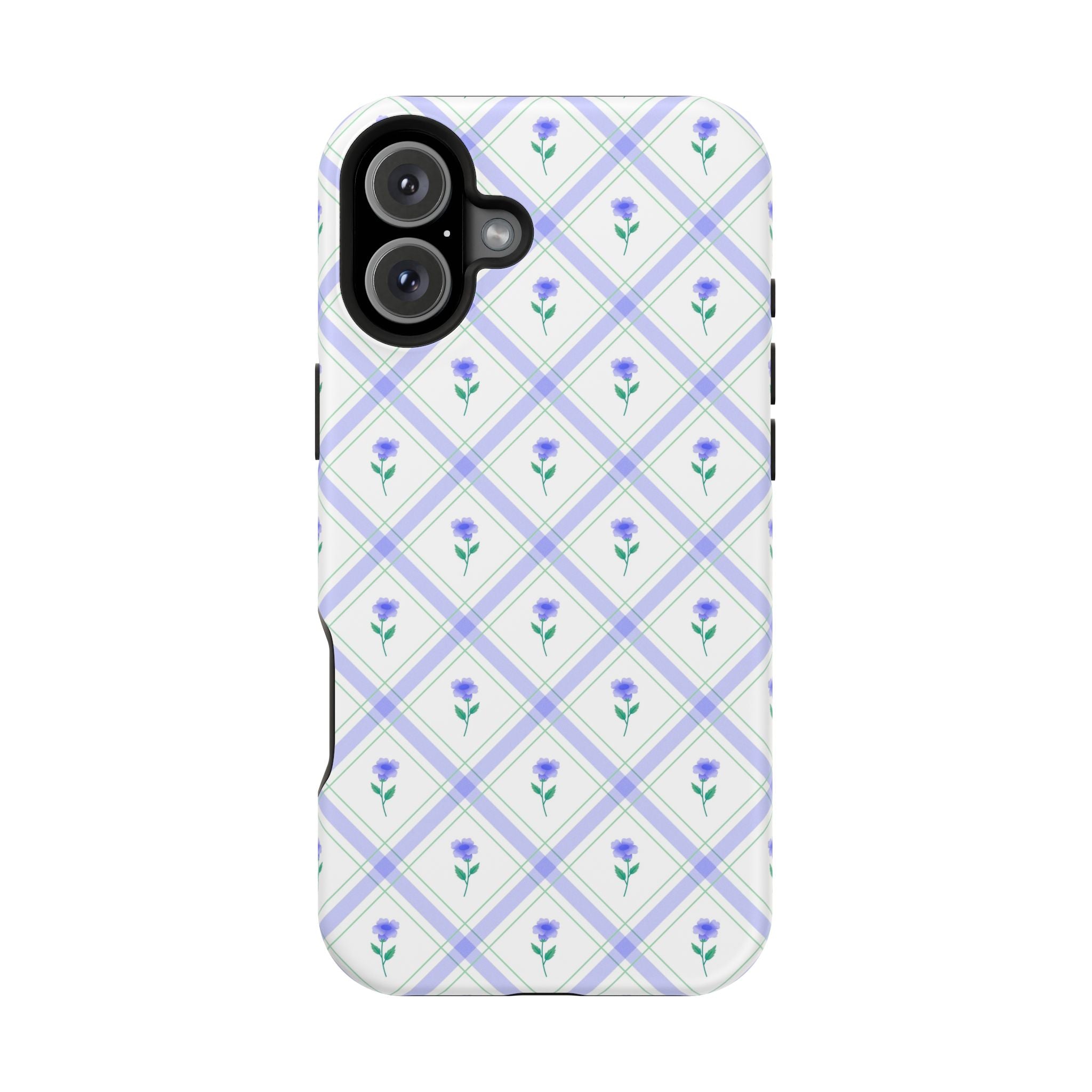 Cute blue floral phone case with a protective design for iPhone, featuring a stylish pattern, perfect as a cute phone cover.