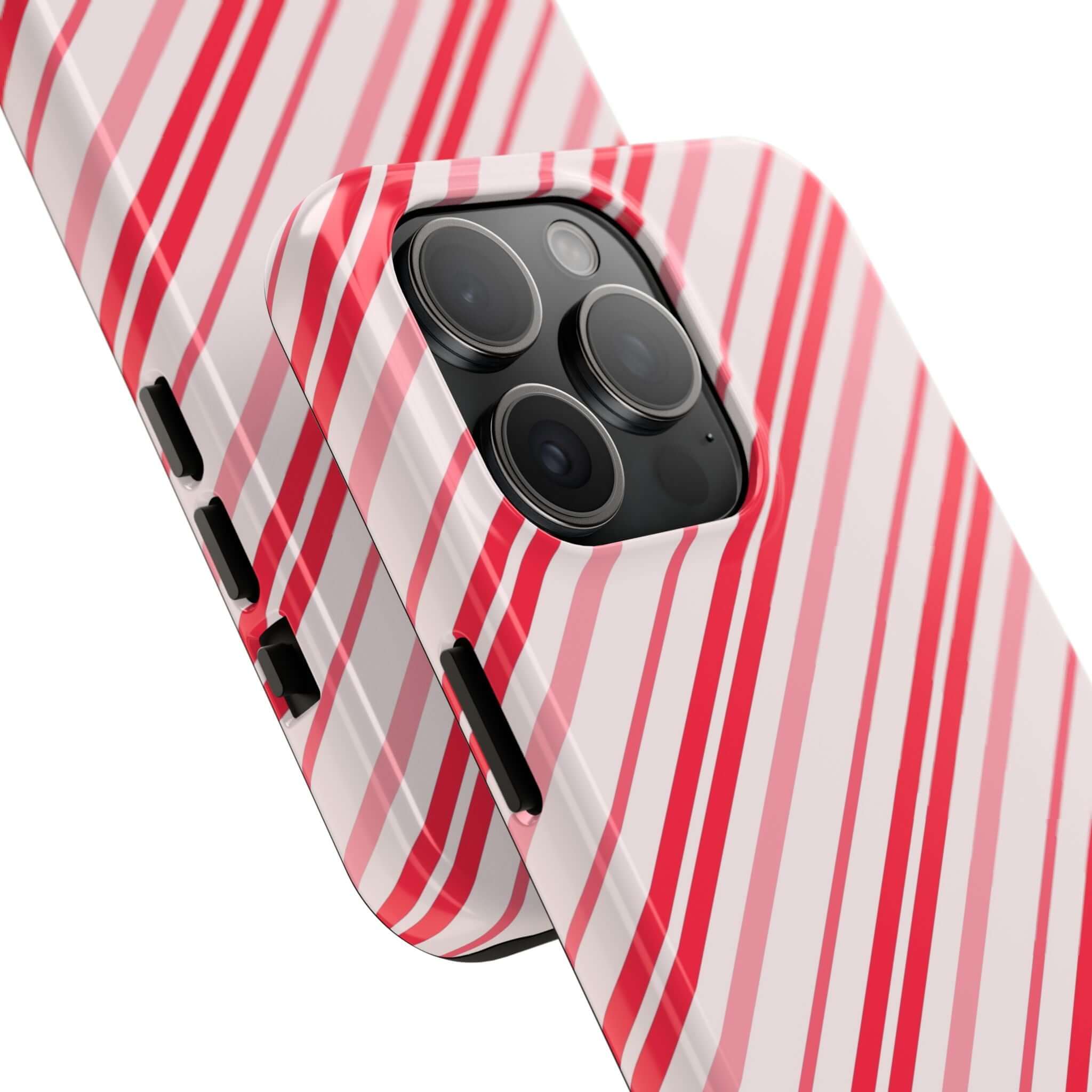 Candy Cane Cutie striped holiday phone case, cute custom iPhone case design perfect for festive holiday style.