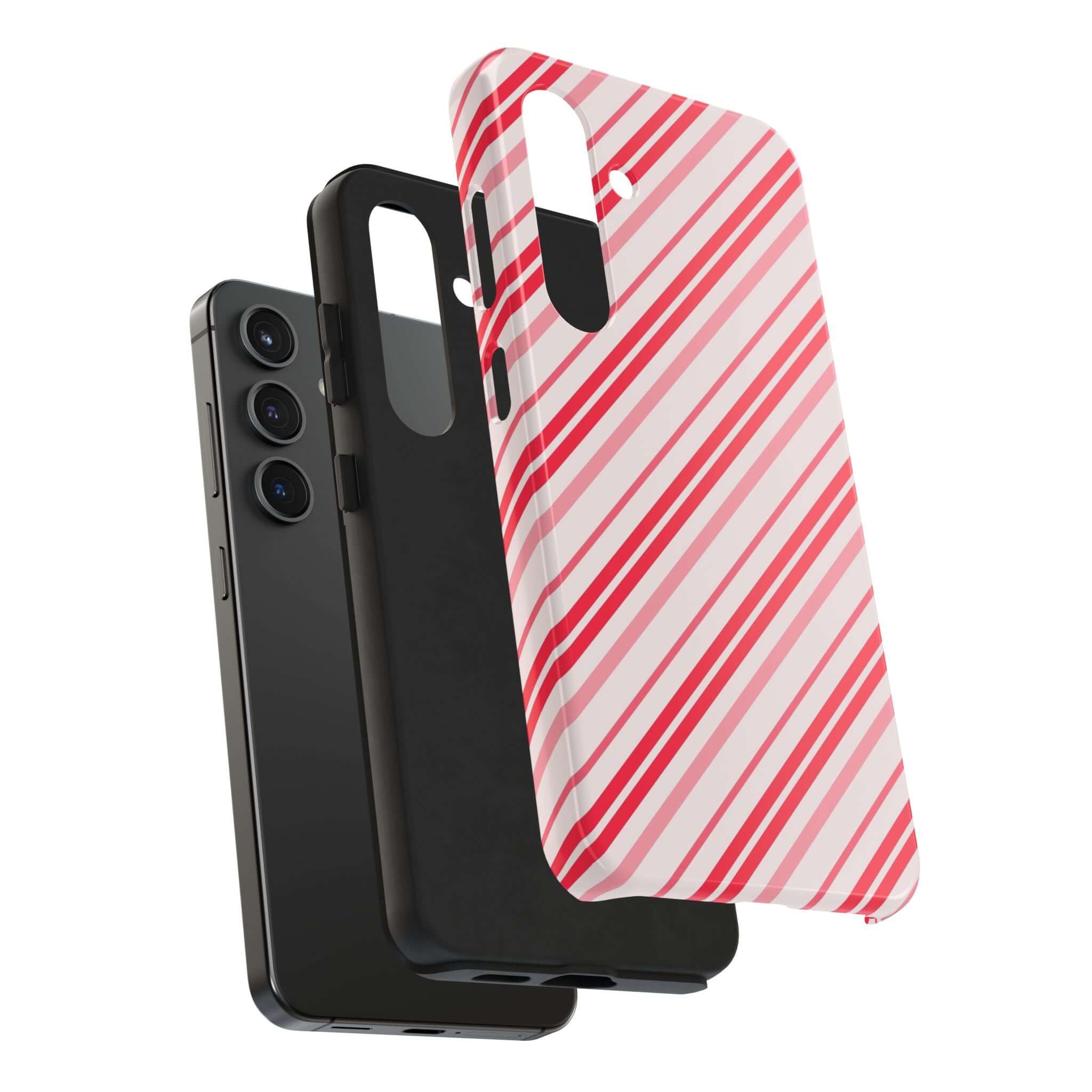 Candy Cane Cutie striped holiday phone case, cute iPhone case design, custom festive case with Christmas patterns, perfect gift idea.