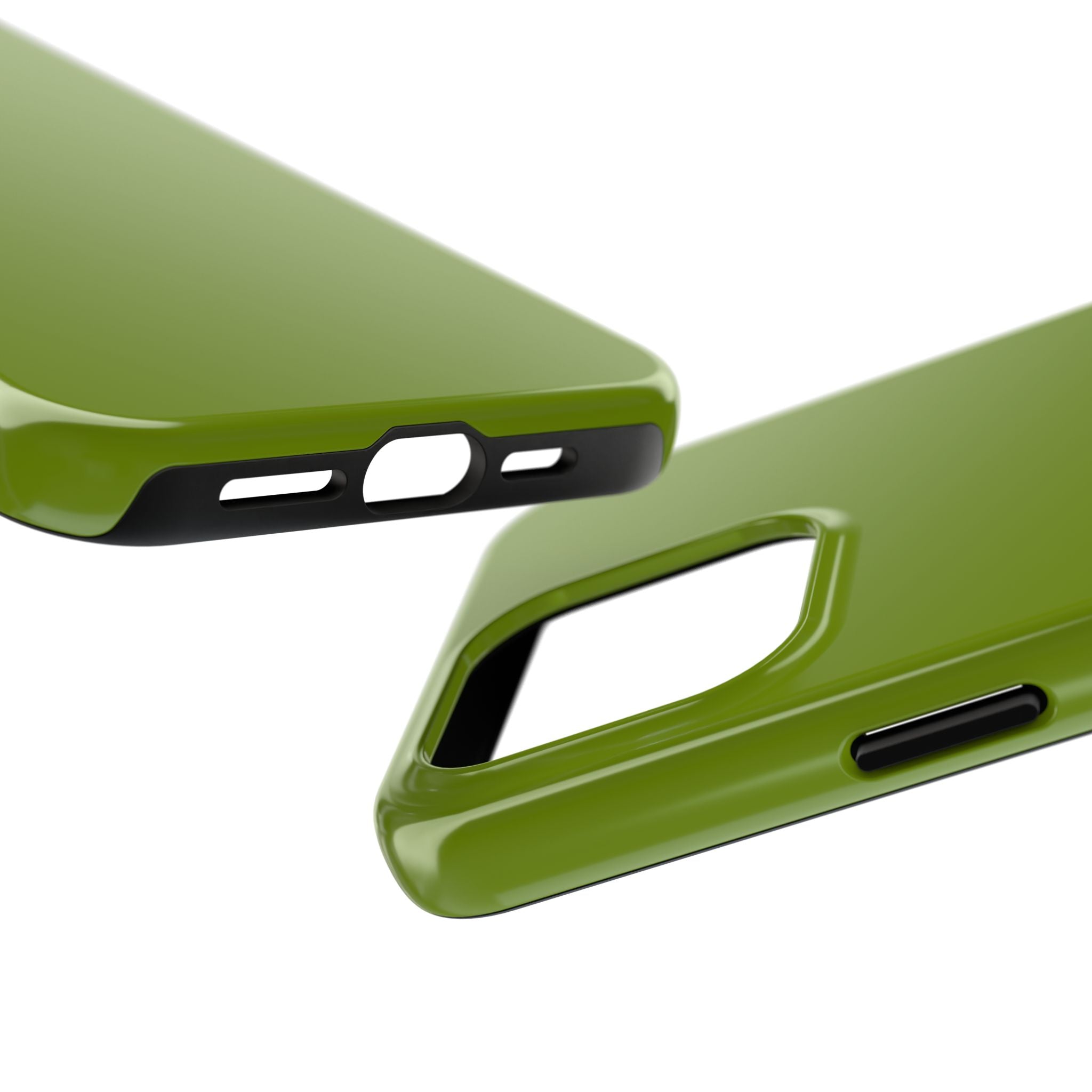 Solid green matcha iPhone case showcasing cutouts, combining style and protection for a cute phone case.