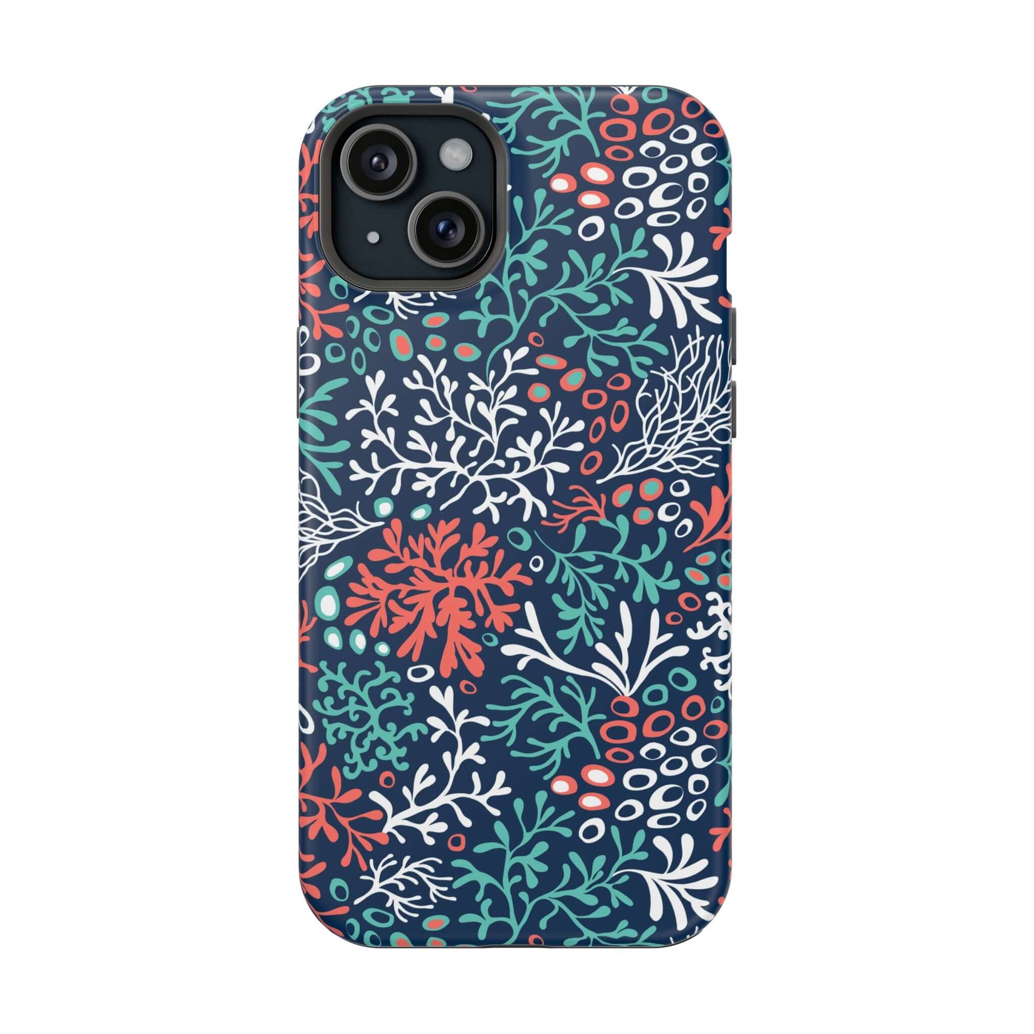 Cute Coral Reef Crush colorful beachy iPhone 16 case with vibrant coral print design for stylish phone protection.