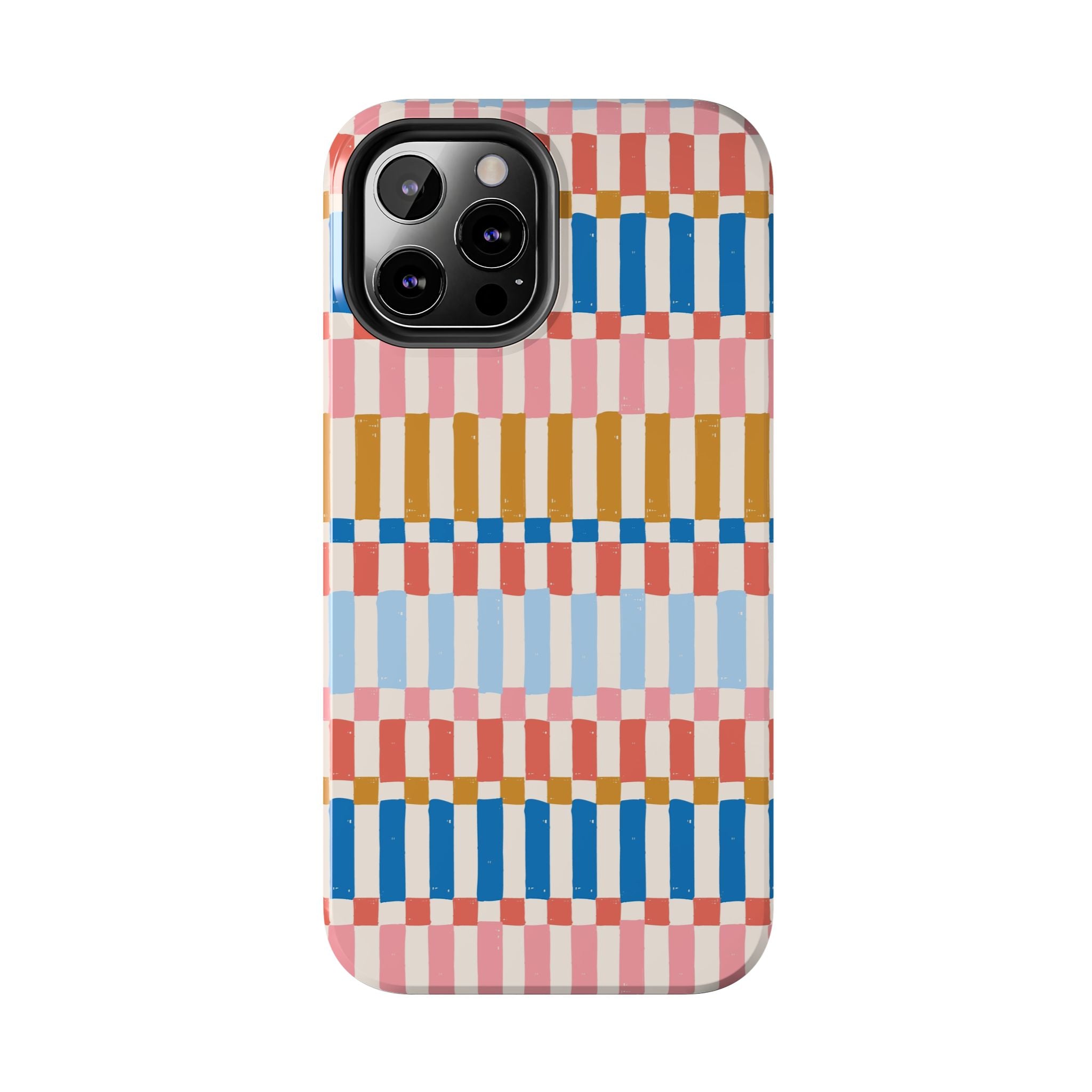 Colorwave Stripes vintage iPhone case with vibrant colorful stripes, cute phone case cover for iPhone protection