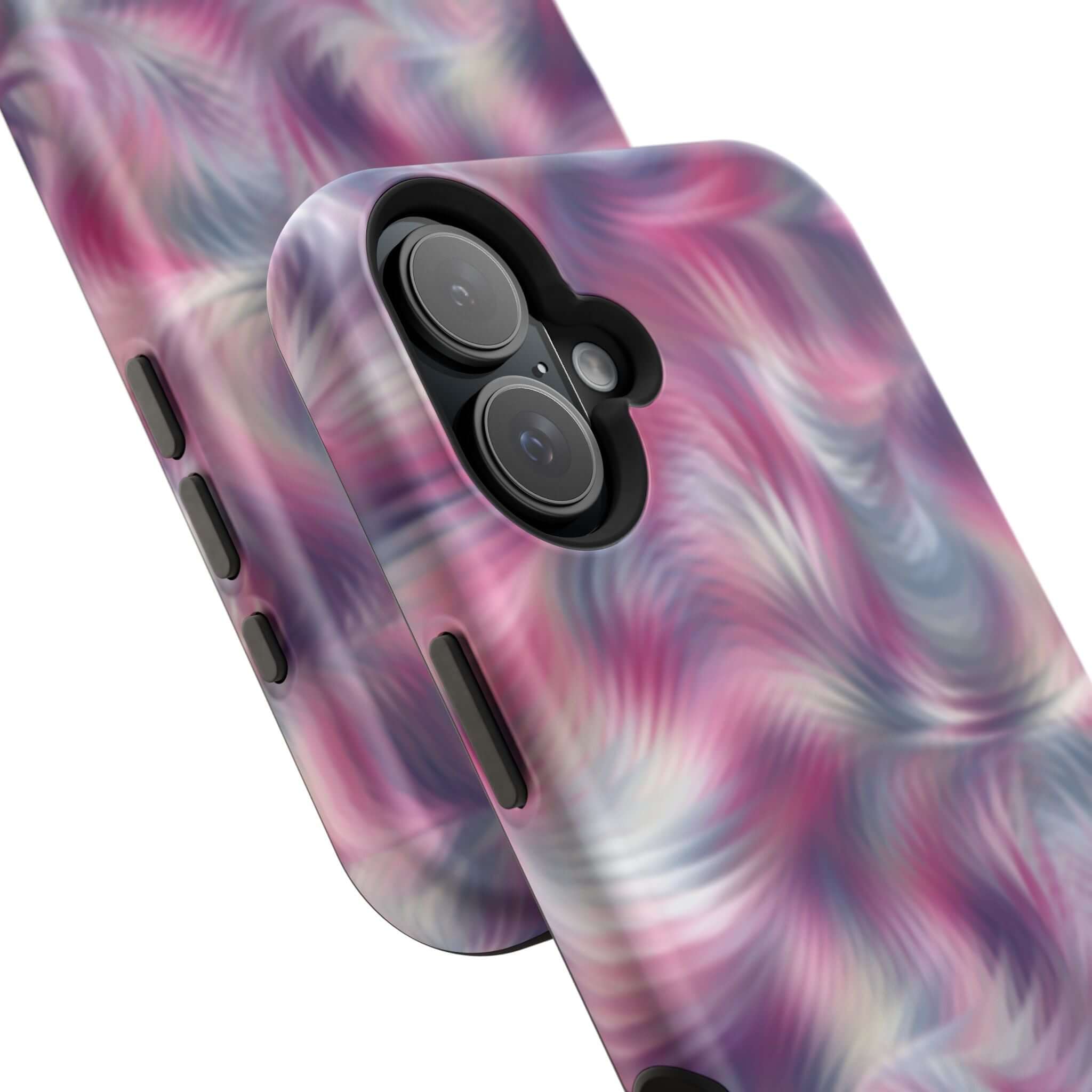 Purple Abstract MagSafe iPhone Case with Tie Dye Swirl Design, Cute Phone Cover, Quirky and Playful Floral iPhone Case