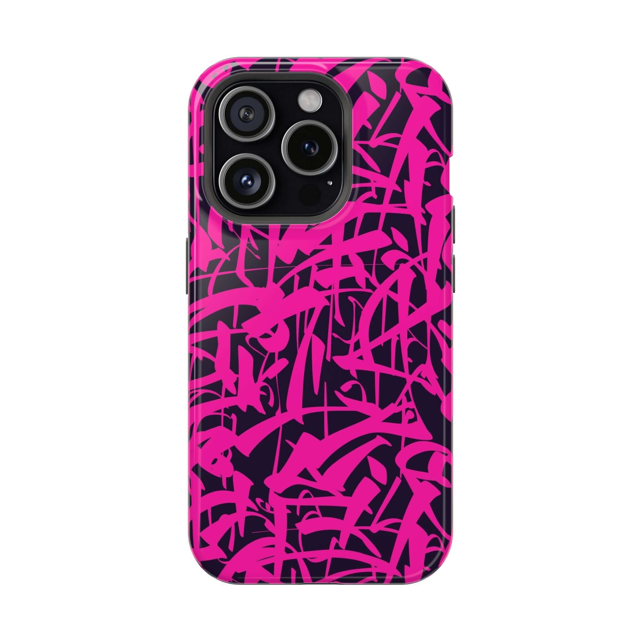 Cute pink art phone case for iPhone featuring unique design and MagSafe compatibility, ideal for playful personalization.