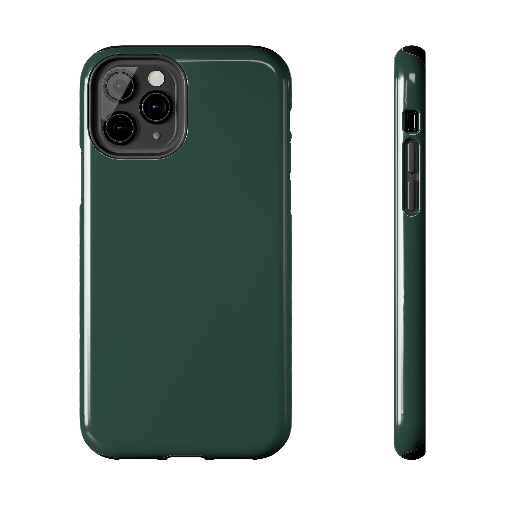 Solid green iPhone 16 case, offers protection and cute design, front and side view. Perfect phone cover for style and durability.