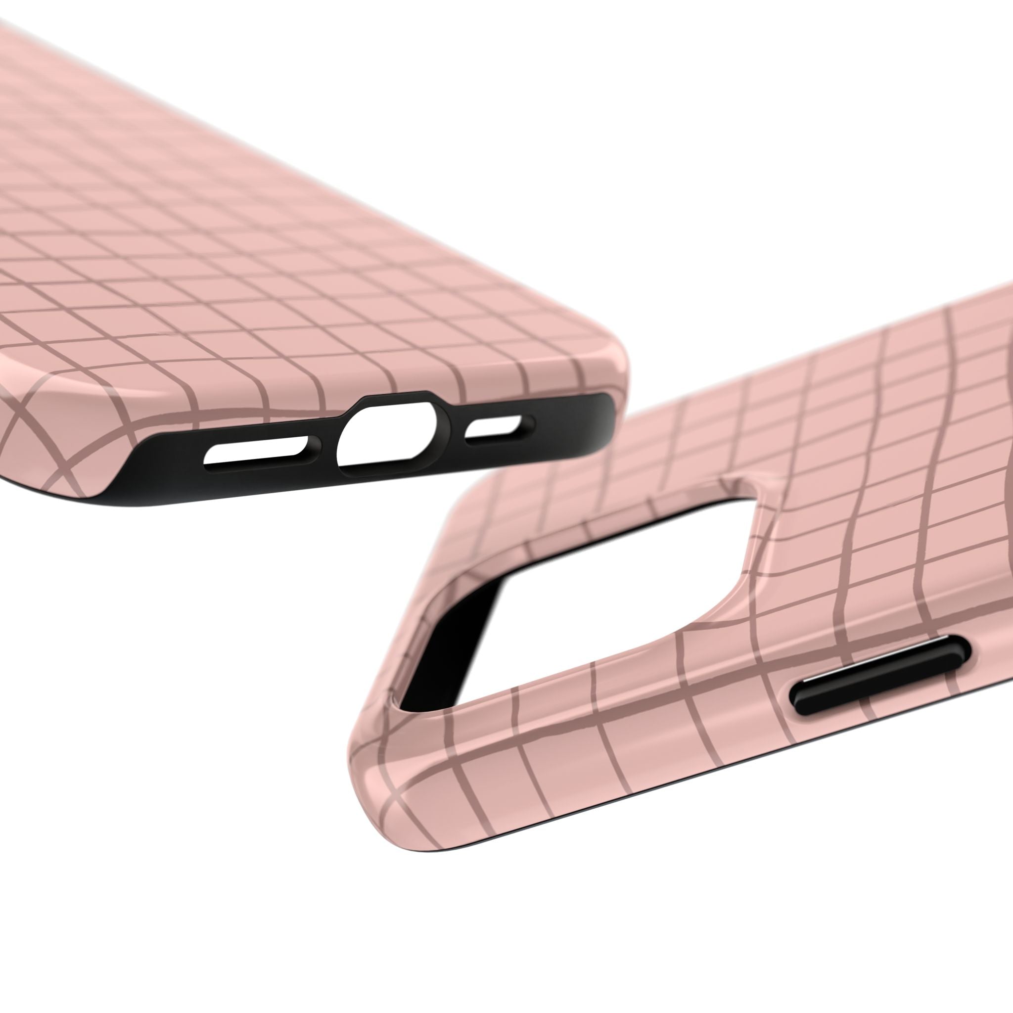 Blush Grid Pink Abstract Case for iPhone with free shipping, a custom phone cover featuring a cute blush pink checkered design.