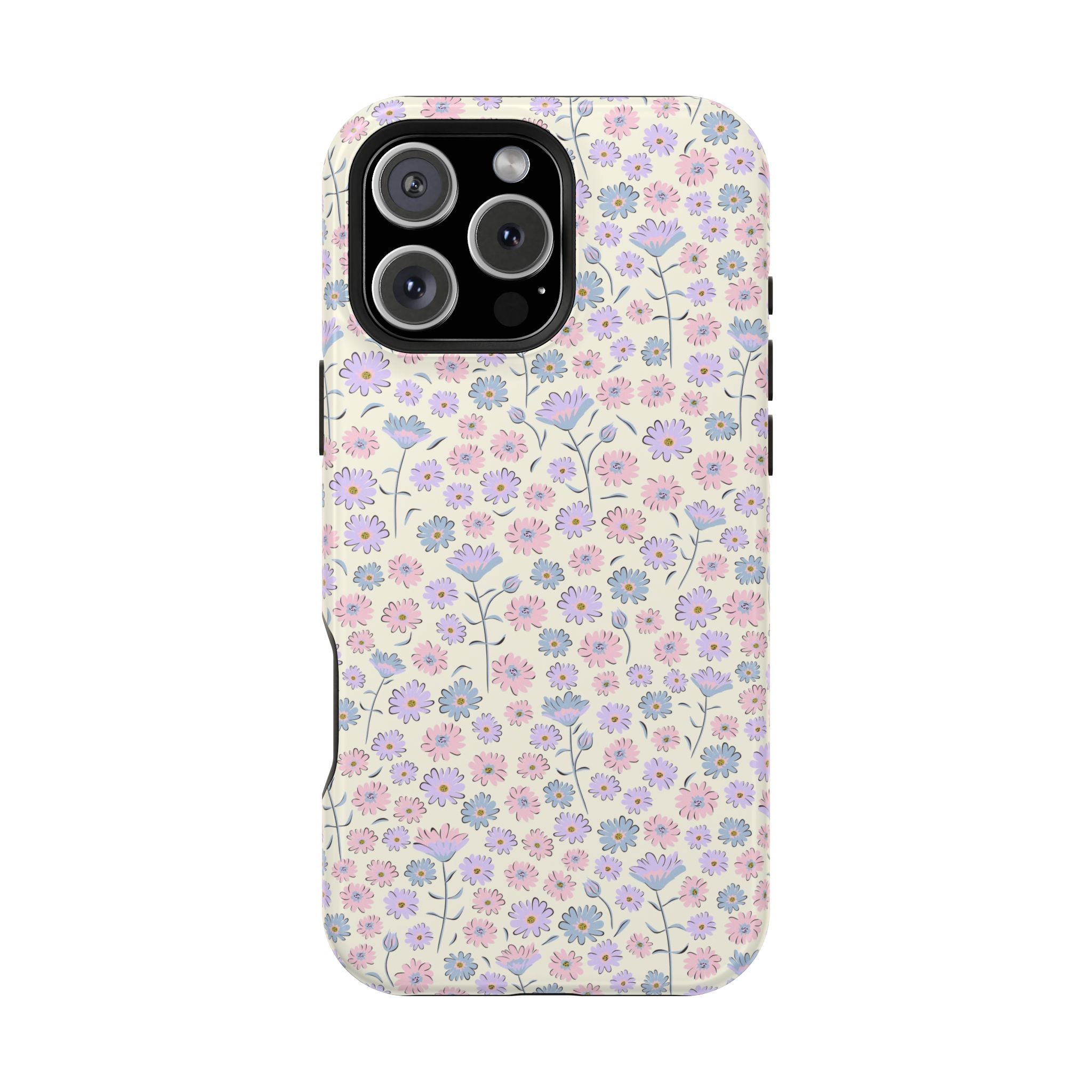 Pink Flower Cottagecore iPhone 16 case with MagSafe, featuring a cute floral design for a charming and stylish phone cover.