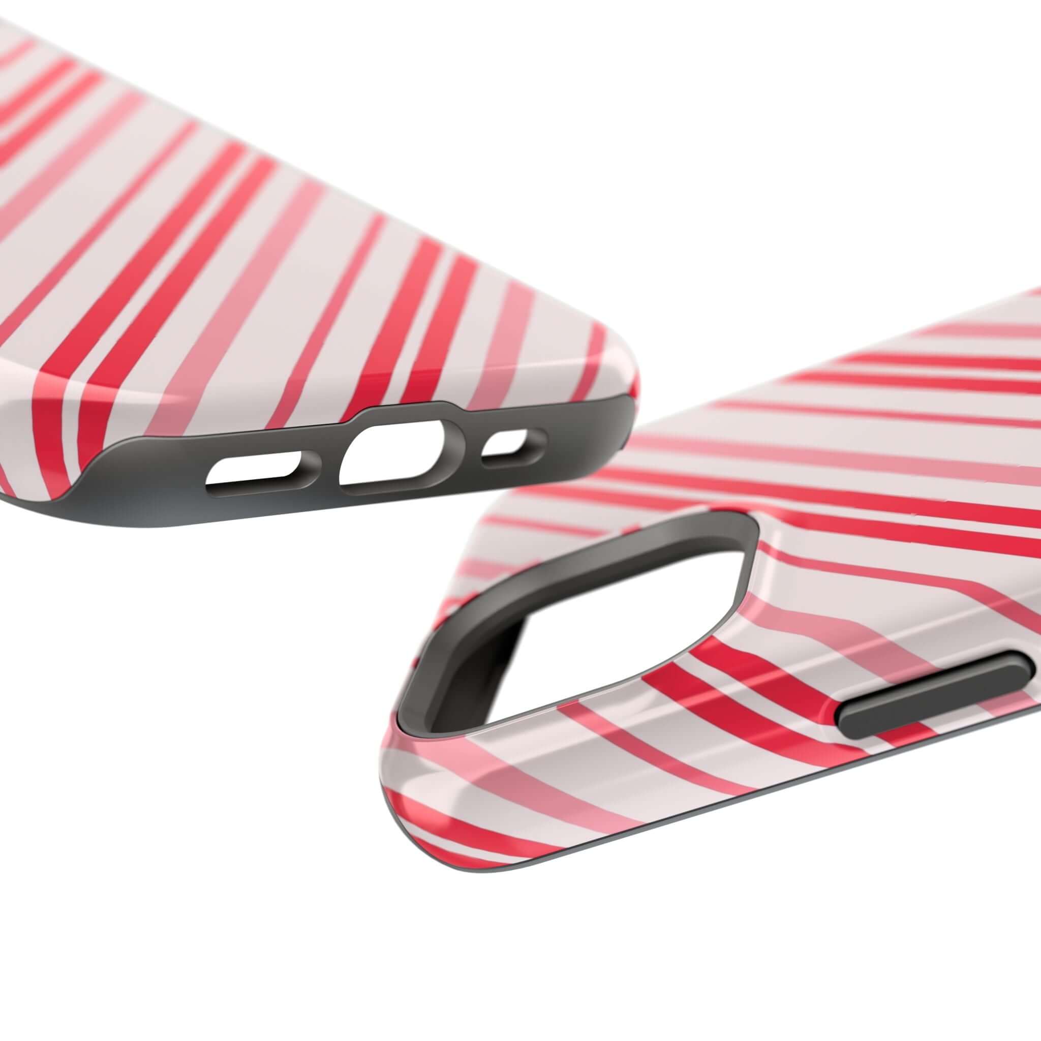 Candy Cane Cutie MagSafe Case with festive red and white stripes, perfect Xmas phone cover. Christmas holiday smartphone accessory.