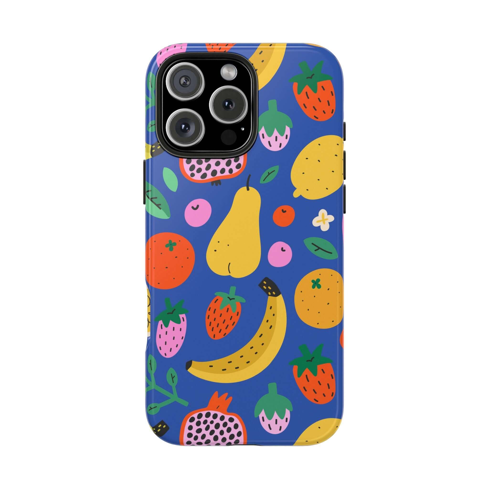 Cute Apple iPhone case featuring a colorful tropical fruit design, perfect for summer vibes and everyday protection.