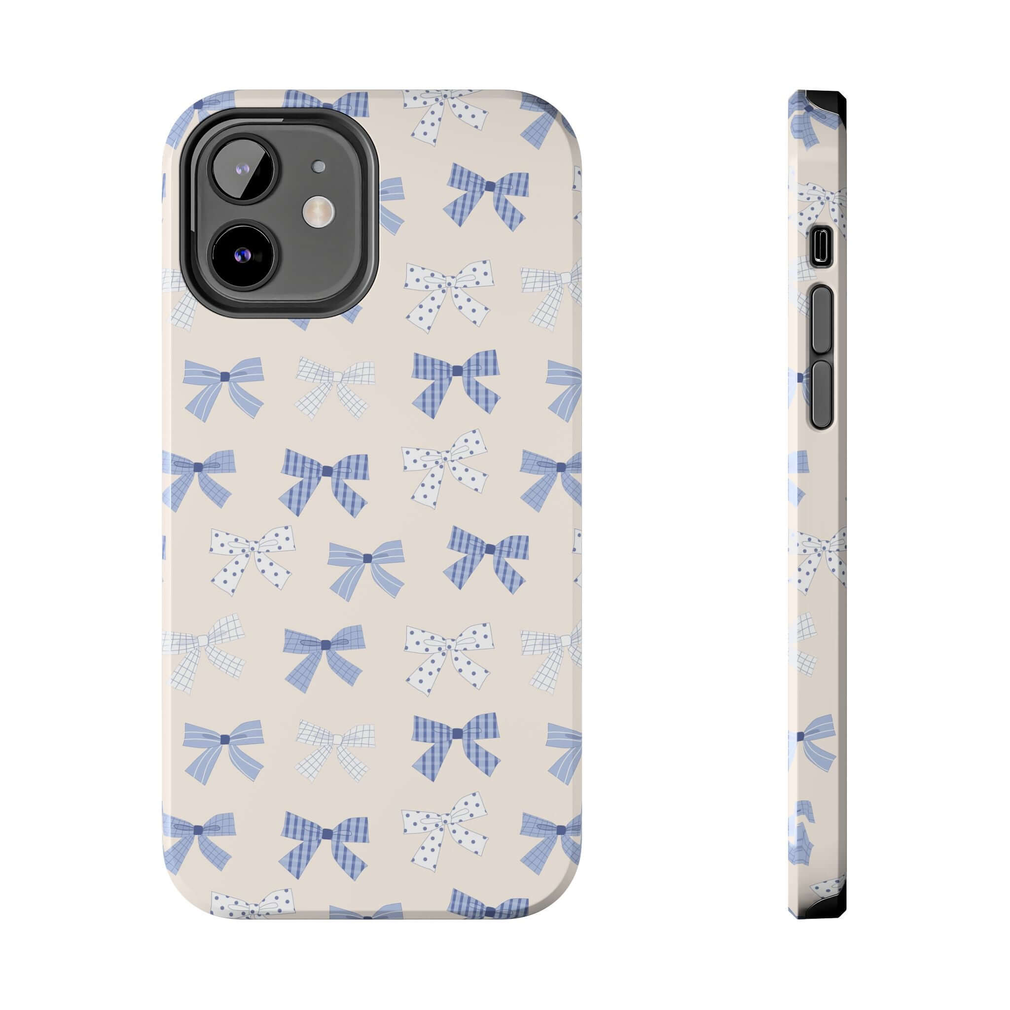 Cute Bride to Be Blue Coquette Phone Case for iPhone 16 with Bow Pattern