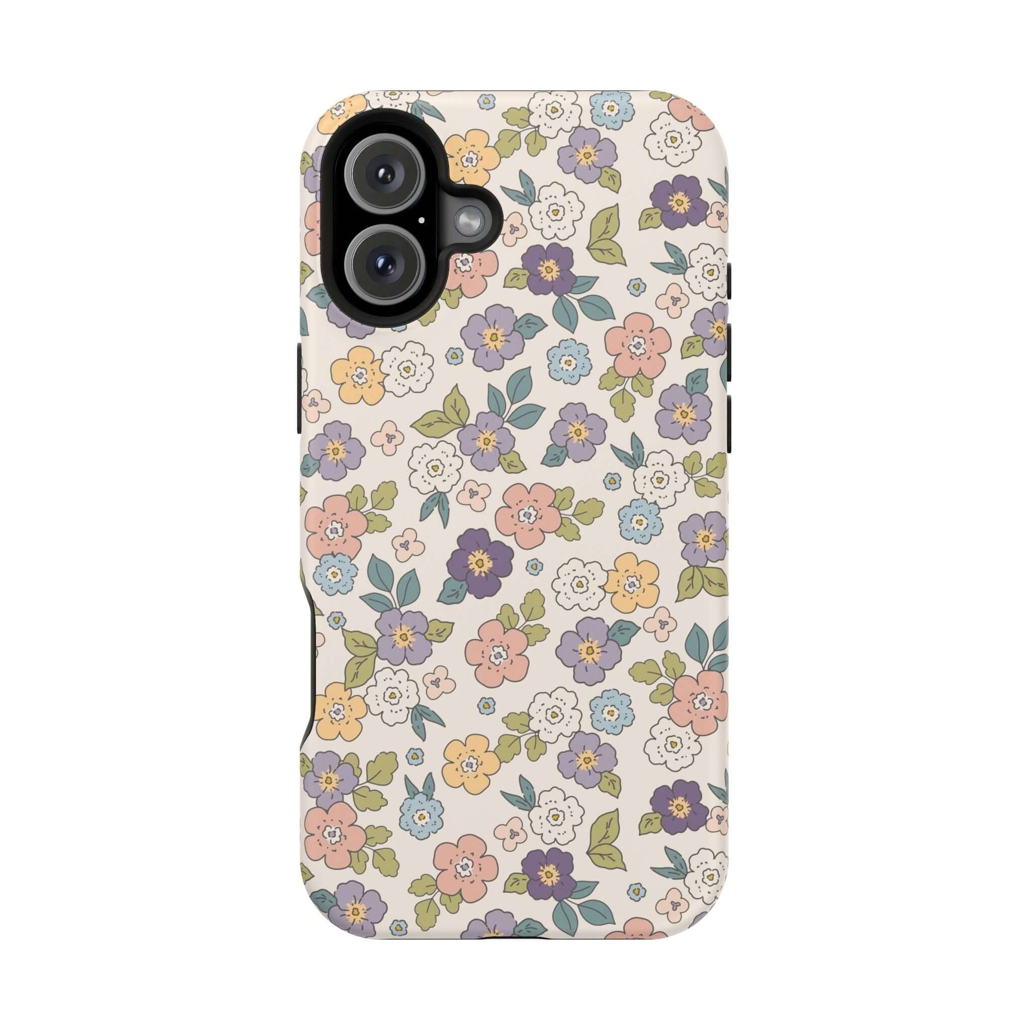 Colorful floral iPhone case featuring ditsy daisies, perfect for cute phone covers and beachy iPhone cases.