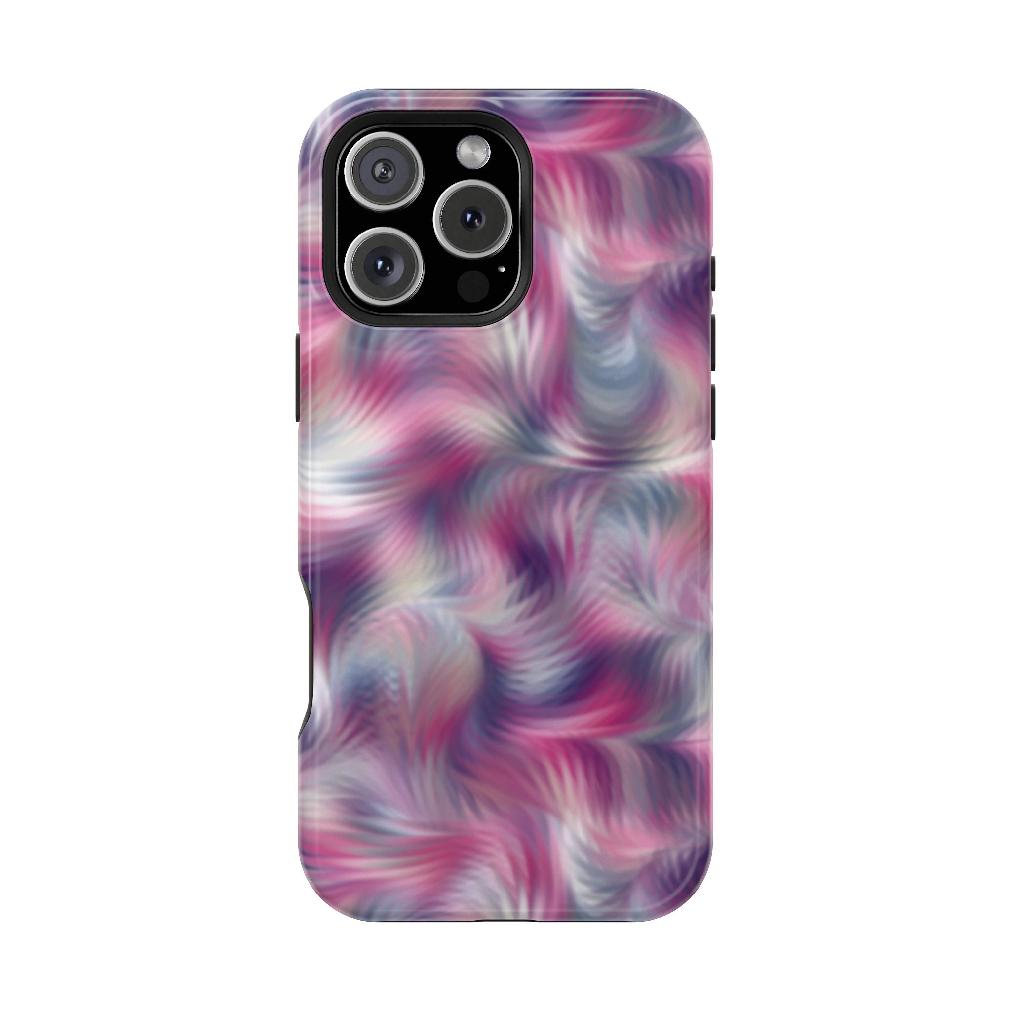 Loosing Sight purple abstract MagSafe iPhone case with quirky tie dye swirl design, a cute and playful floral phone cover.