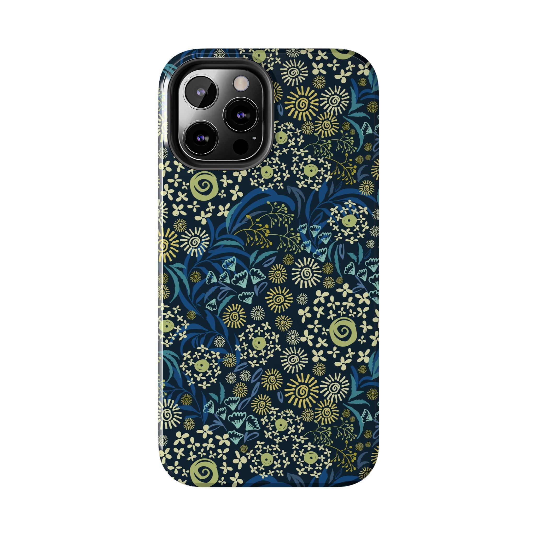 Botanic Breeze blue floral iPhone case cover with cute flower design, keeping your phone safe and stylish.