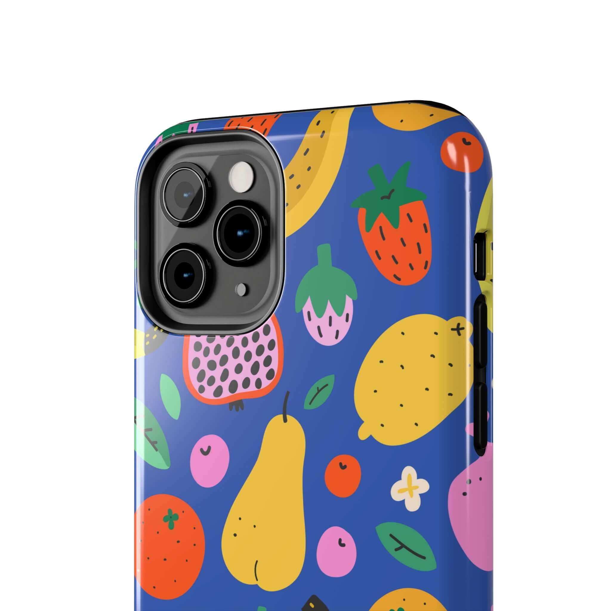 Cute beachy fruit phone case for Apple iPhone, featuring vibrant colors and whimsical designs for a tropical vibe.