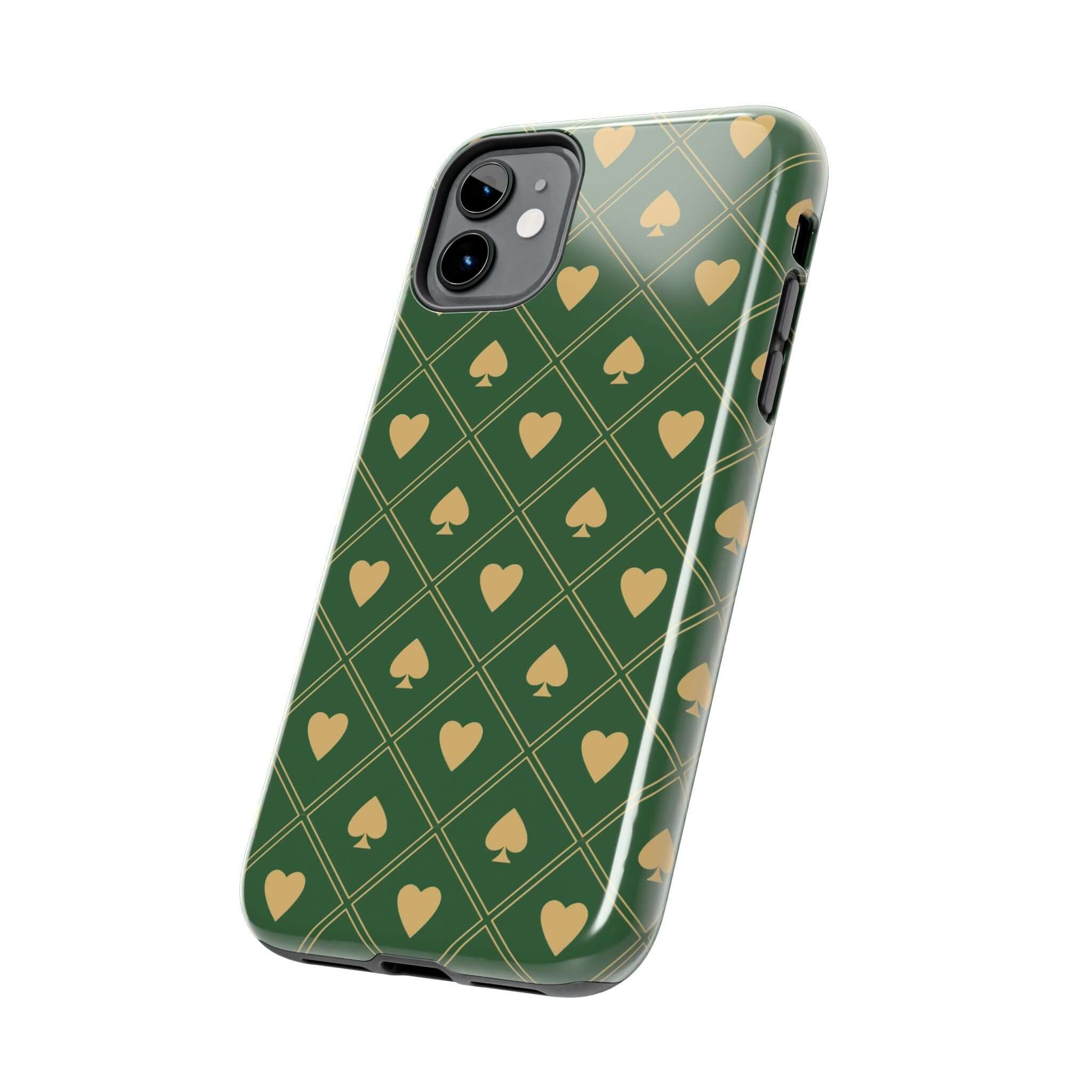 Cute iPhone Case in Green with Spade Design by Royal Flush - Samsung Phone Case with Flower Pattern - Fun Phone Cover - Free Shipping