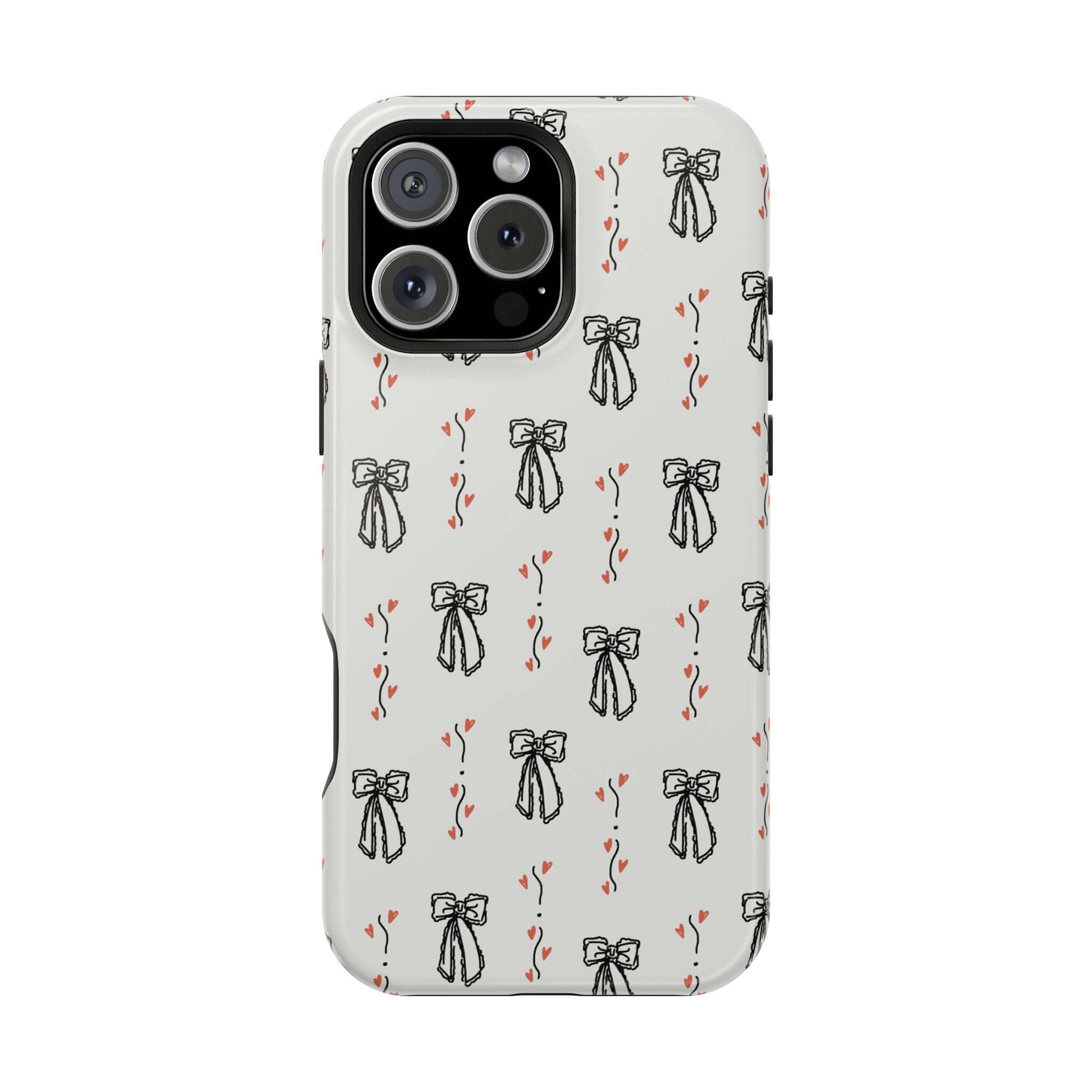 Cute Vintage Coquette iPhone 16 Case with Black Bow Design