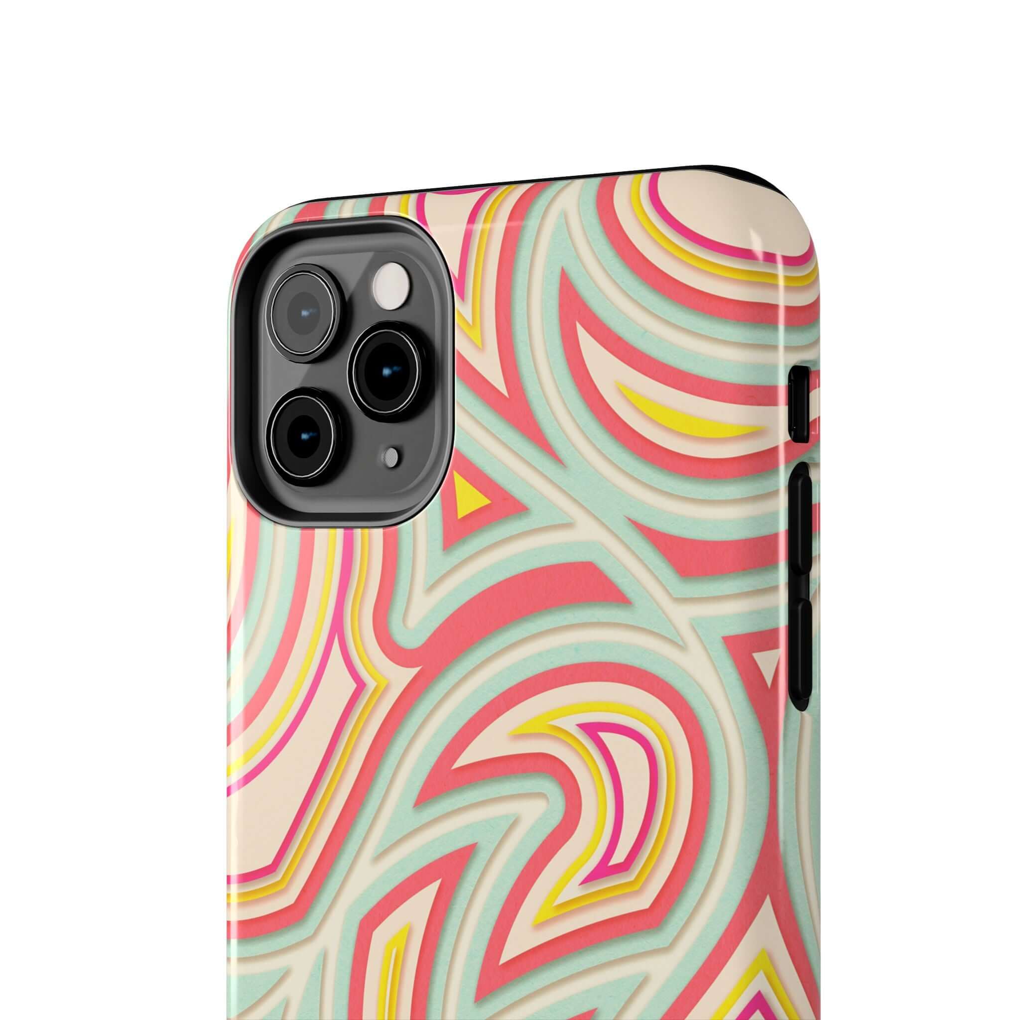 Groovy Waves Retro Abstract Phone Case with vibrant colorful design for iPhone