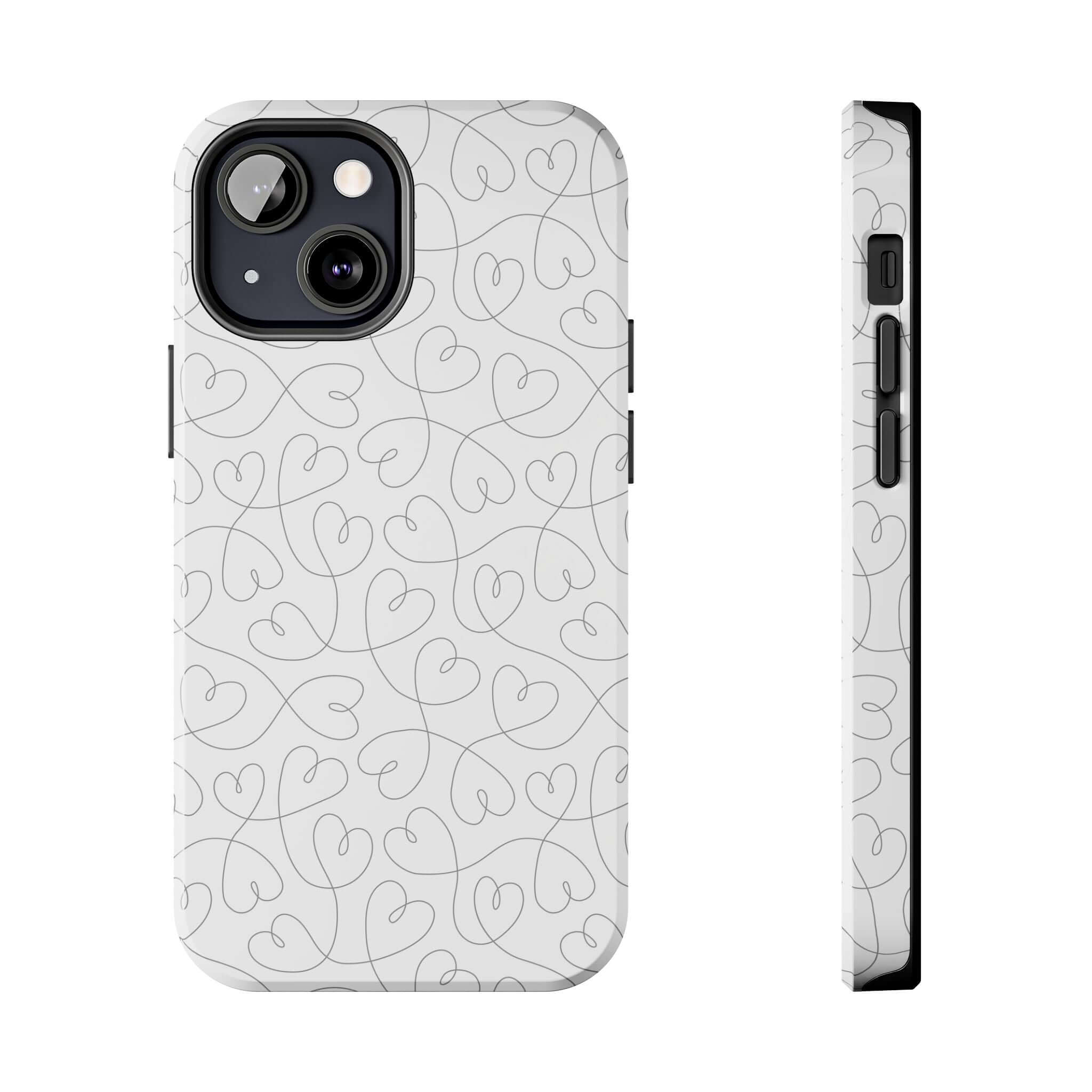 Silver Hearts Romance abstract hearts phone case for iPhone 14 Pro Max, perfect for brides and weddings, stylish and cute phone cases.