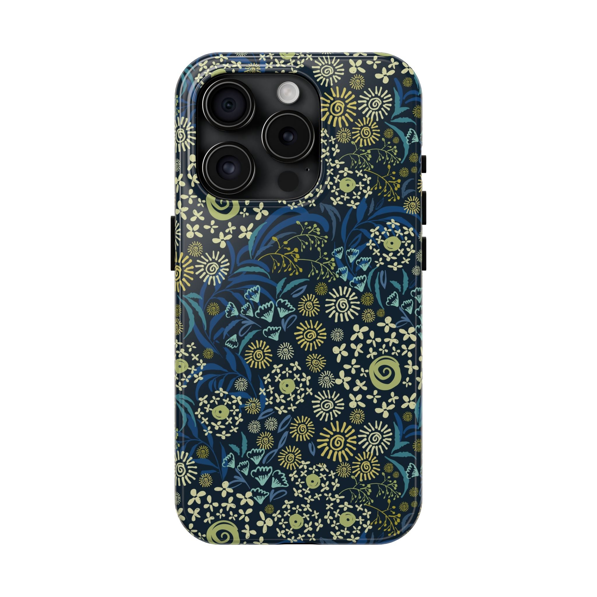 Botanic Breeze blue floral iPhone case cover with cute whimsical design, perfect for phone protection and floral lovers.