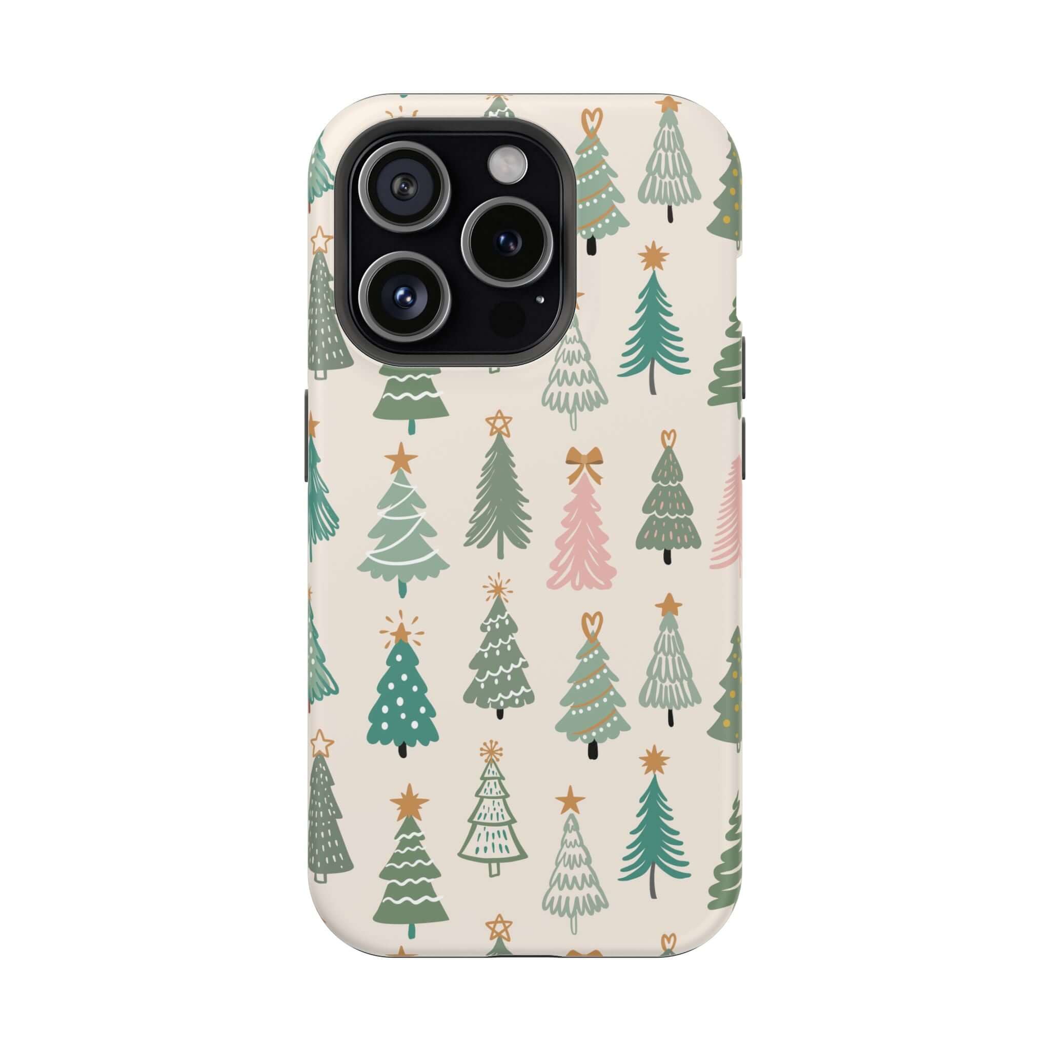 Festive MagSafe Christmas phone case with cute tree design, perfect holiday or Xmas cover.