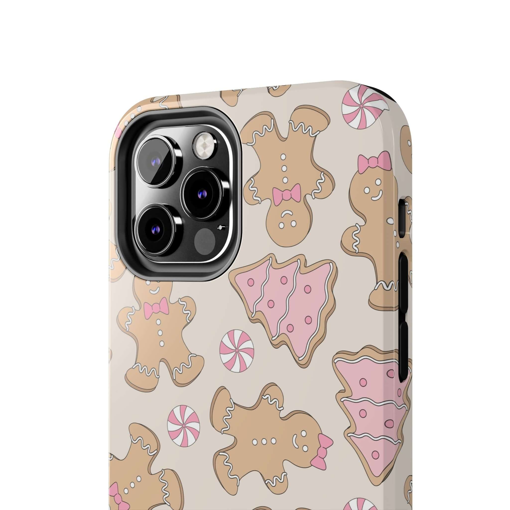 Cute Gingerbread Girlie Christmas iPhone Case with Colorful Holiday Cookie Design - Perfect Festive Phone Cover