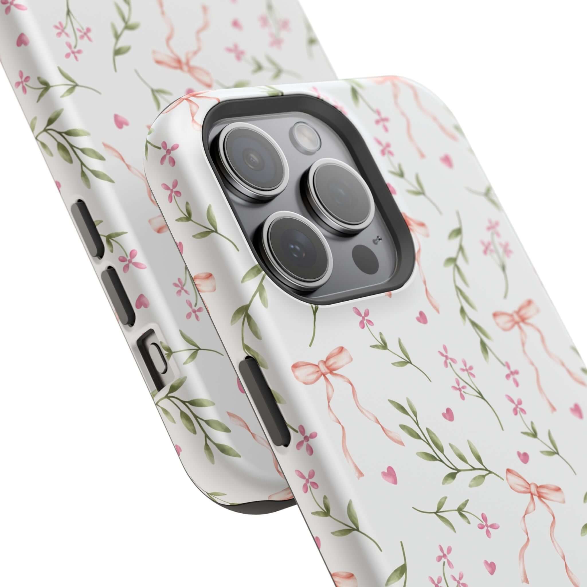 Pink Coquette MagSafe iPhone Case with Floral and Bow Design - Cute and Whimsical Phone Cover by Darling Daydream