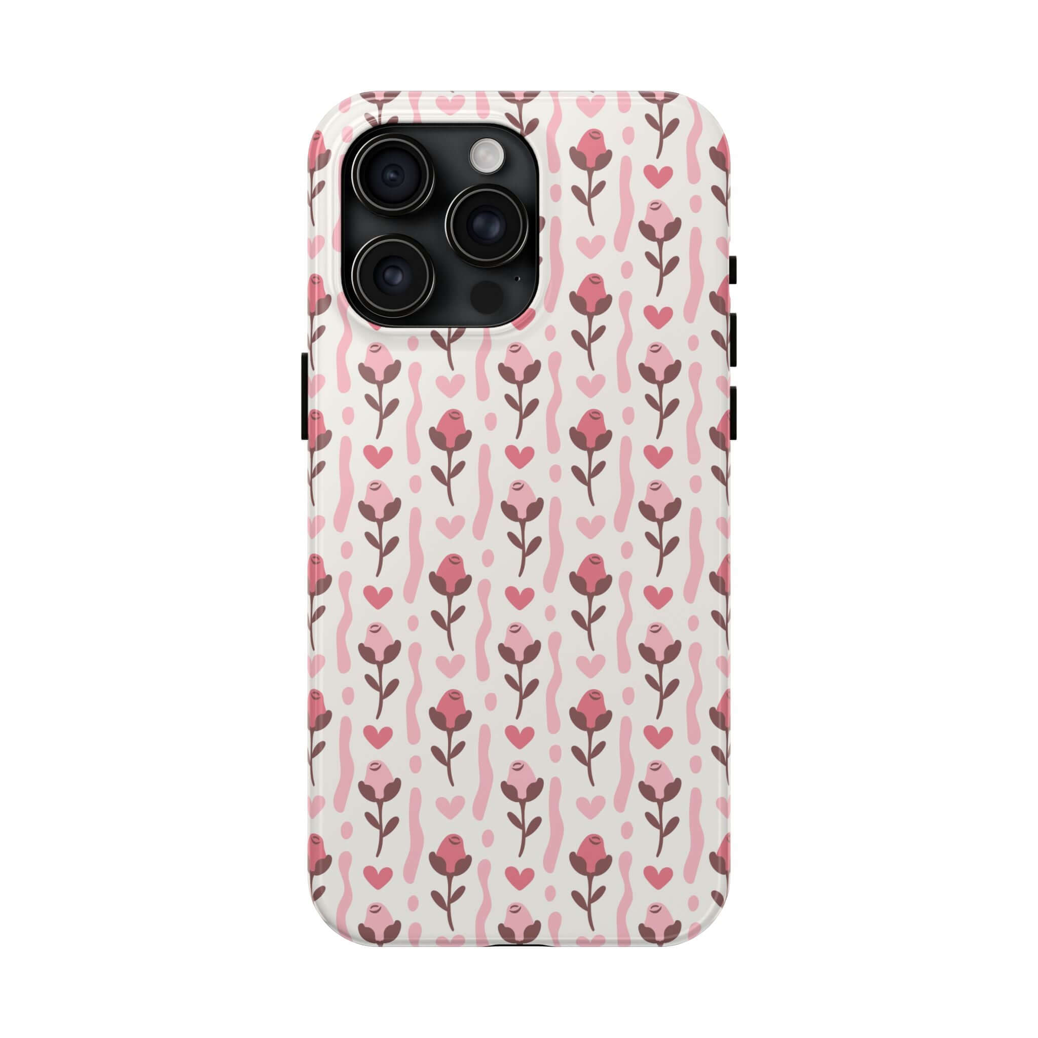 Cute iPhone case with red rose design, custom phone cover, free shipping available. Whimsical phone accessory for those who adore cuteness.