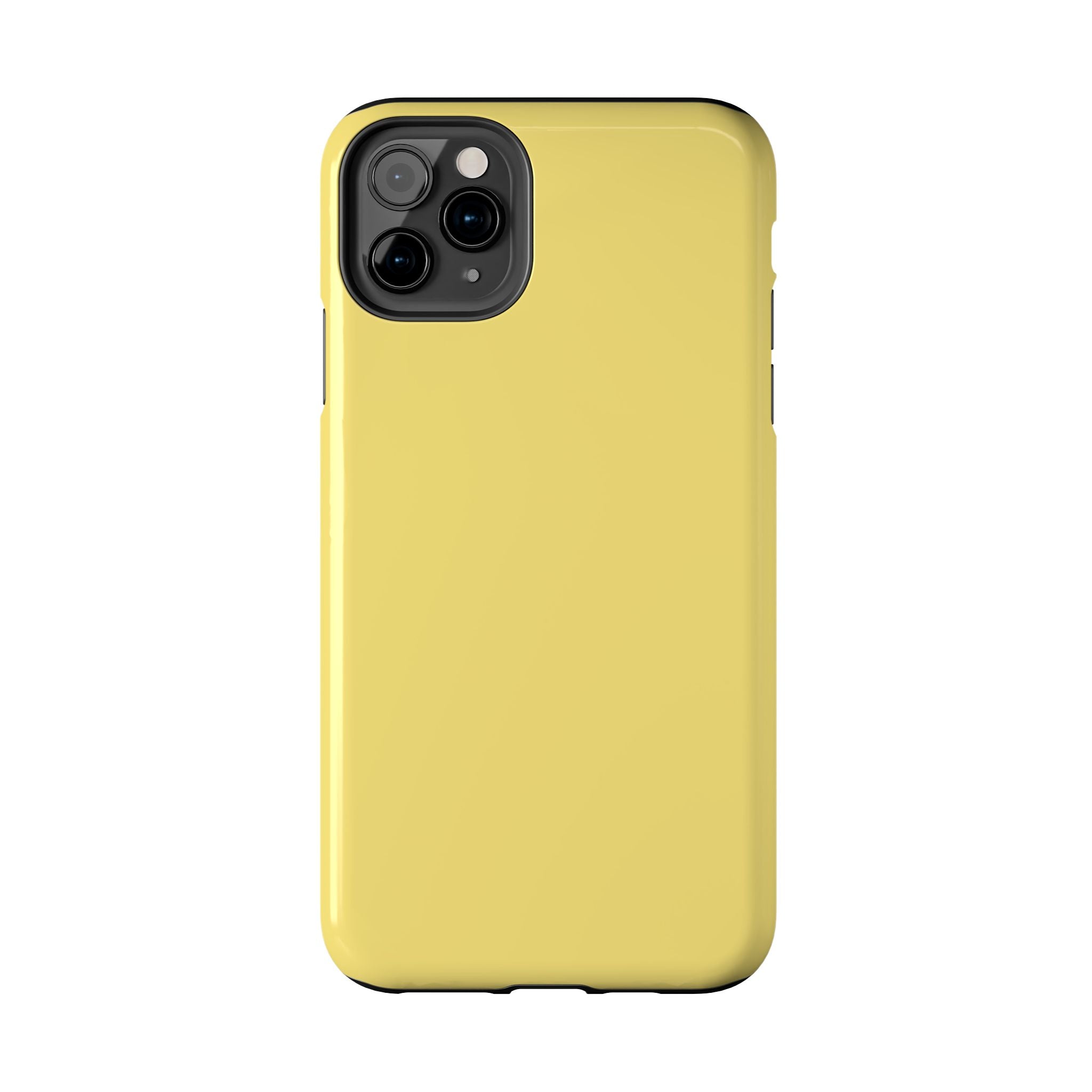 Solid yellow iPhone case, Lemon Drop design, cute phone case for iPhone, adds vibrant color and fun, floral iPhone case alternative.