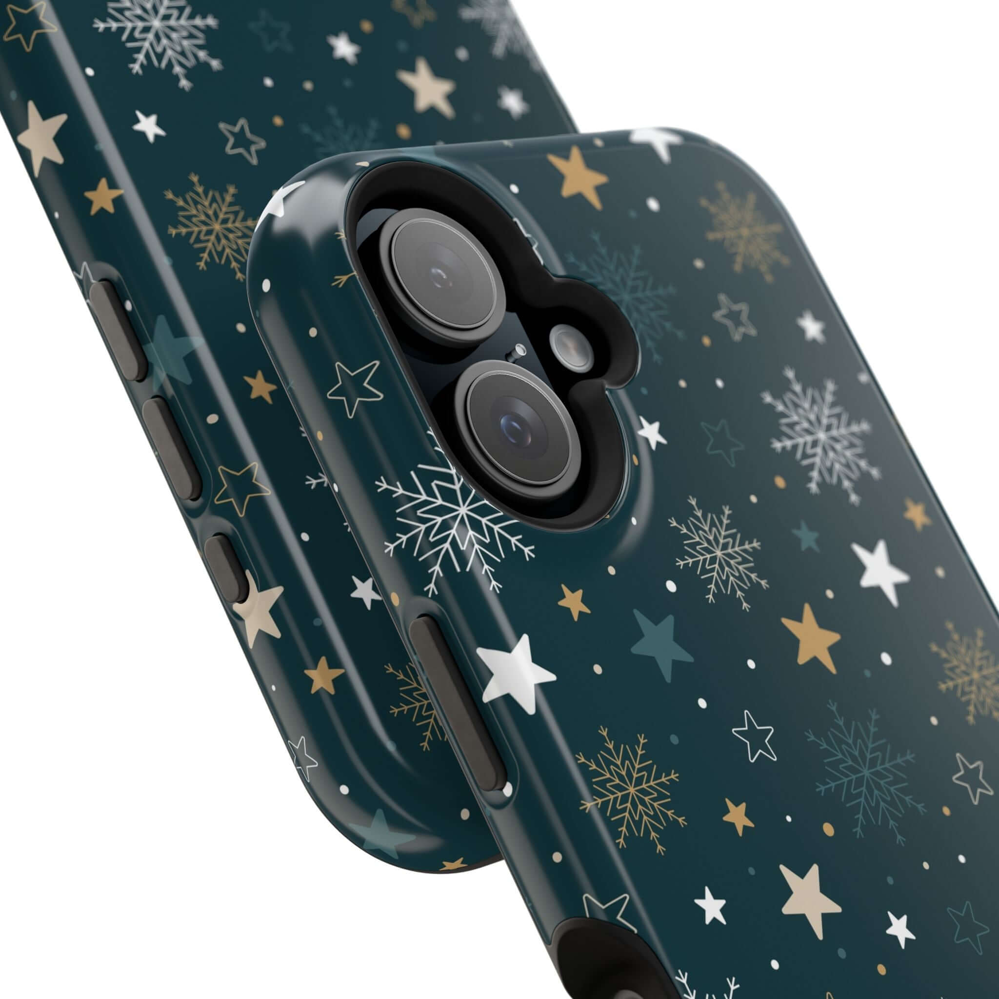 Frosted Wishes Christmas phone case with festive snowflake design and MagSafe technology, perfect holiday phone cover.