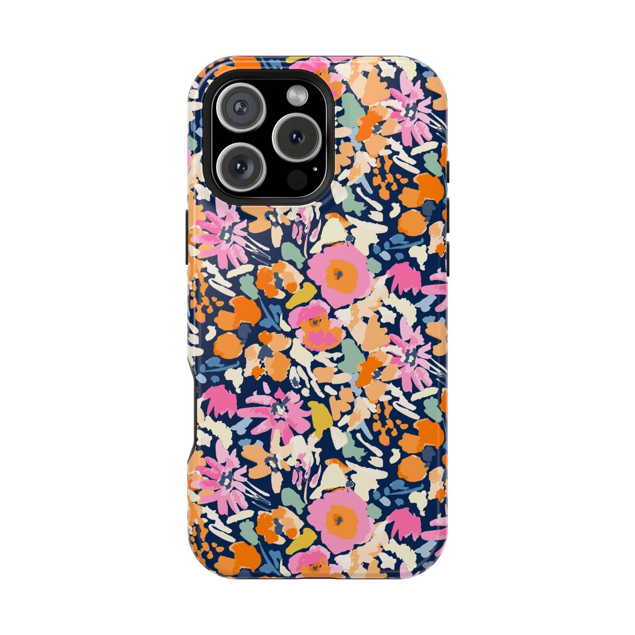 Colorful floral Botanic Burst MagSafe iPhone 16 case - Cute protective phone case with vibrant flowers for daily style and protection.